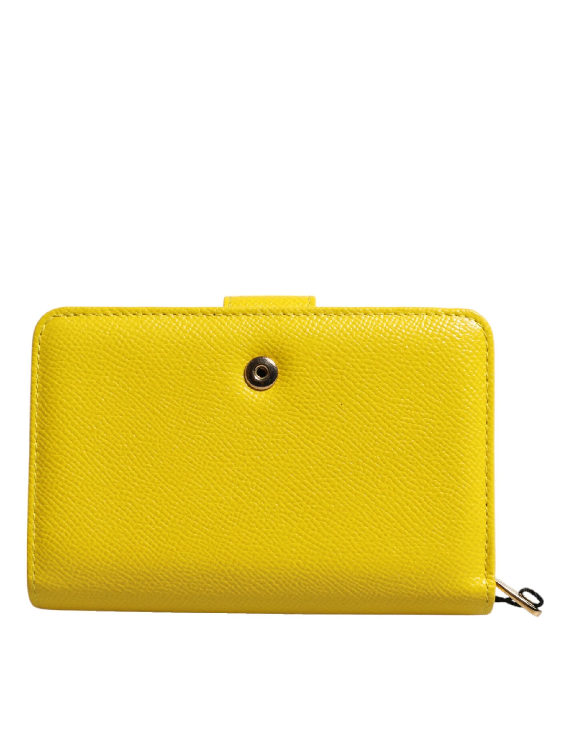 Portefeuille Continental Pliant Dolce & Gabbana en Cuir Jaune