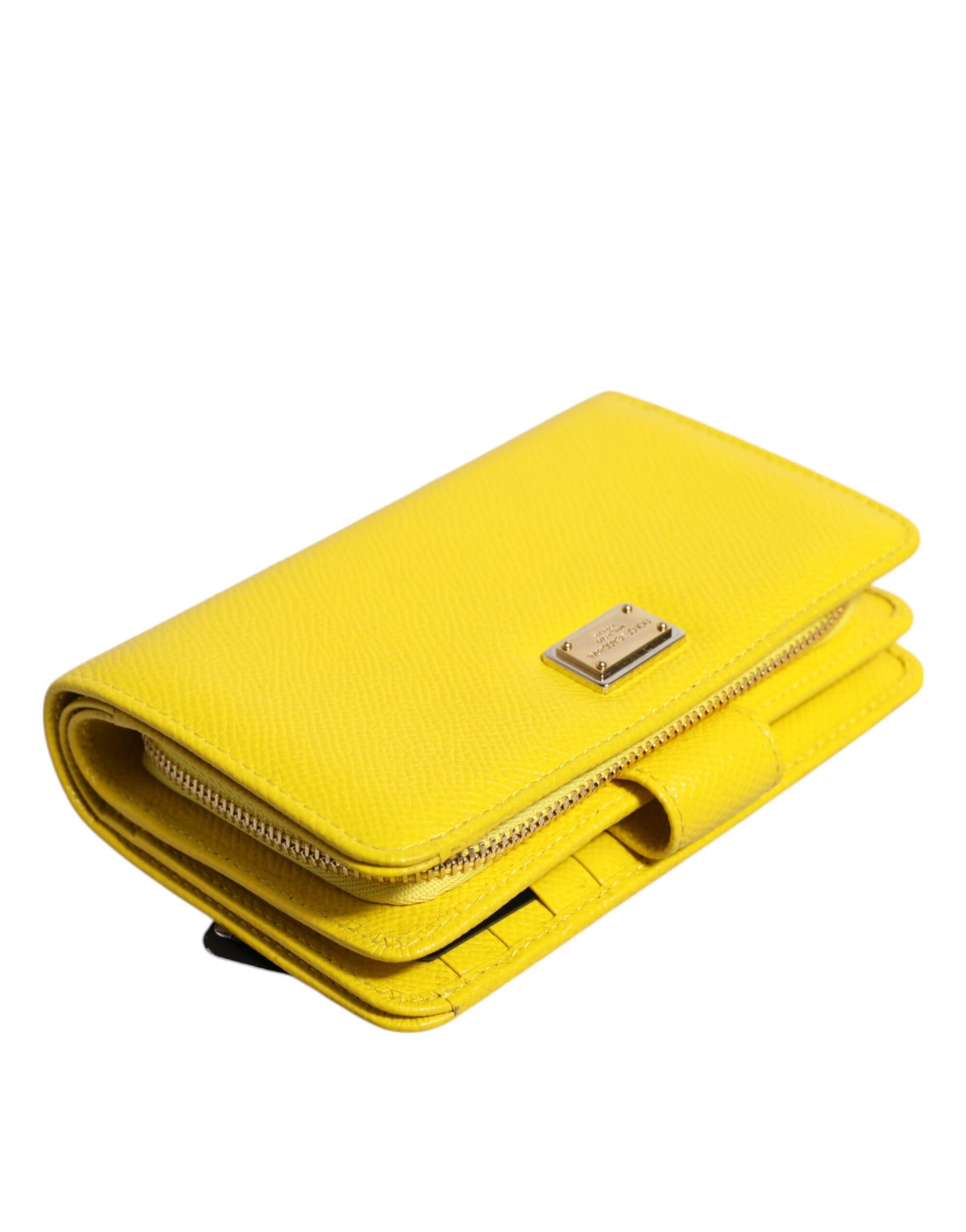 Portefeuille Continental Pliant Dolce & Gabbana en Cuir Jaune