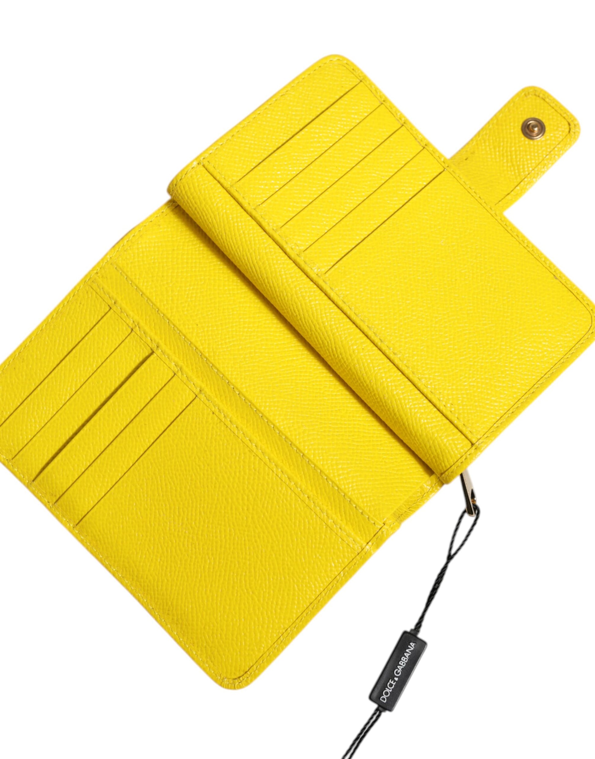 Portefeuille Continental Pliant Dolce & Gabbana en Cuir Jaune