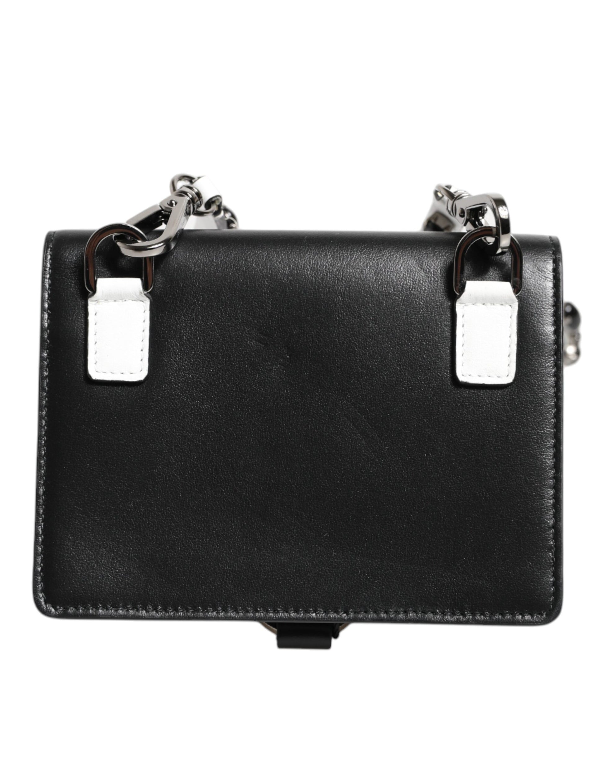 Porte-cartes Dolce & Gabbana en cuir noir orné de cristaux