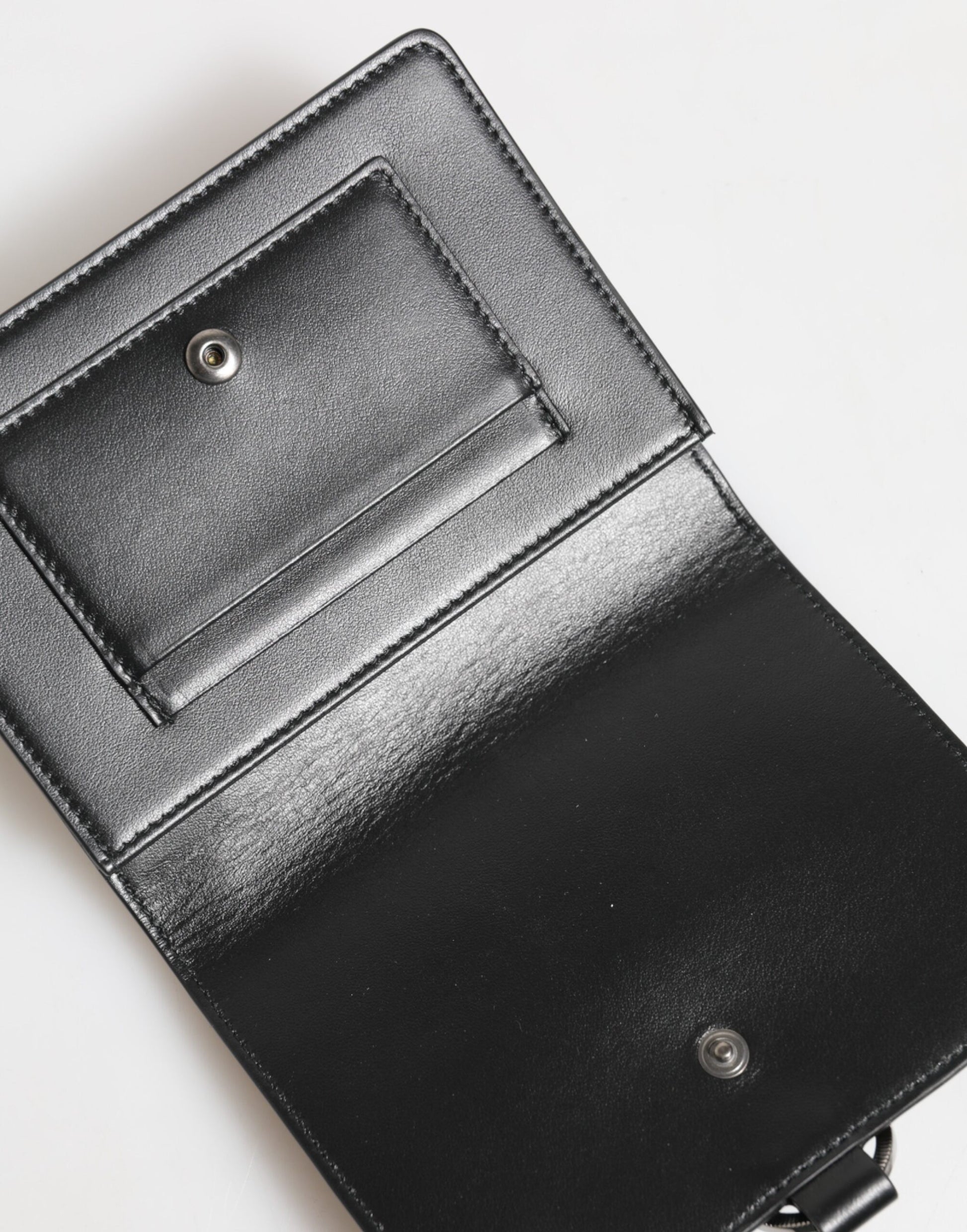 Porte-cartes Dolce & Gabbana en cuir noir orné de cristaux