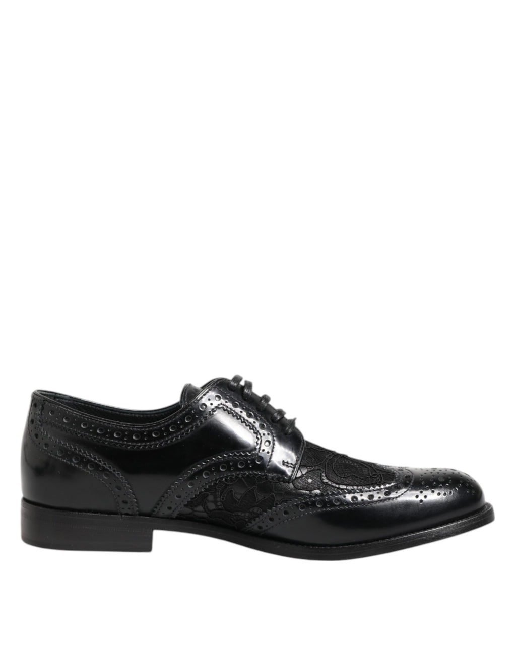 Chaussures de soirée Dolce & Gabbana en cuir noir avec dentelle florale