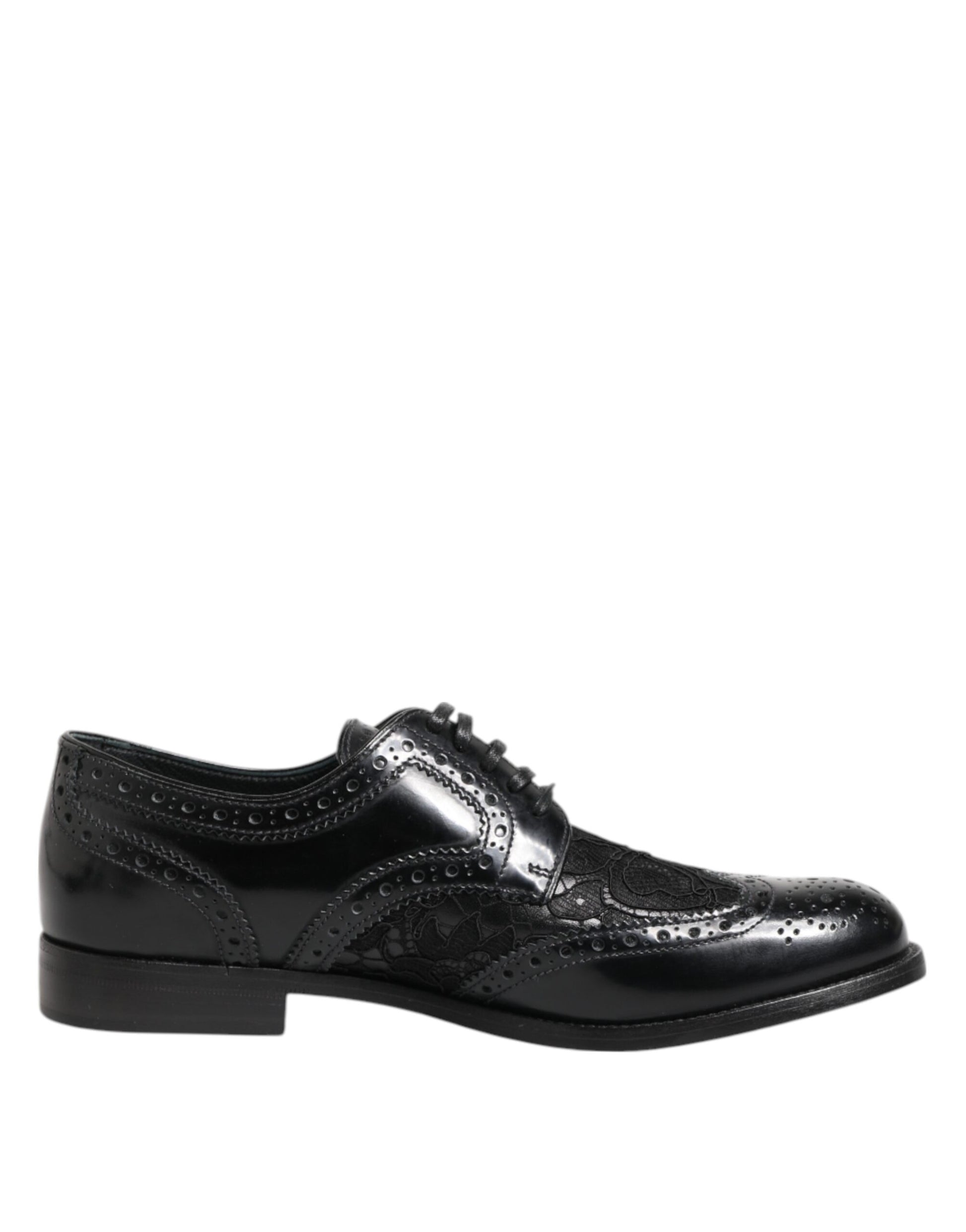 Chaussures de soirée Dolce & Gabbana en cuir noir avec dentelle florale