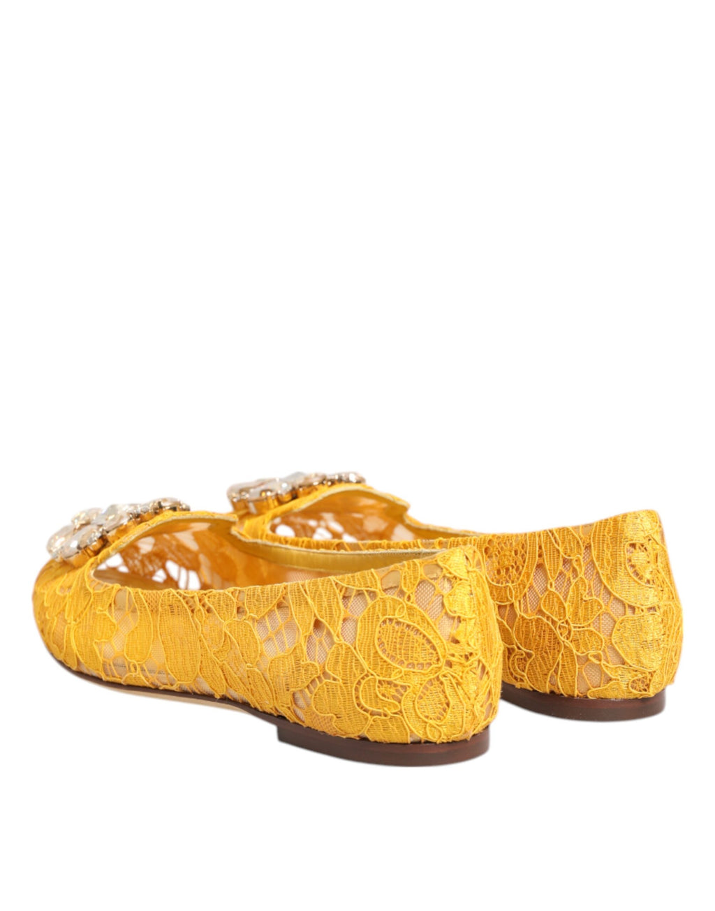 Dolce &amp; Gabbana – Gelbe Taormina-Flachschuhe mit Spitzenkristallen