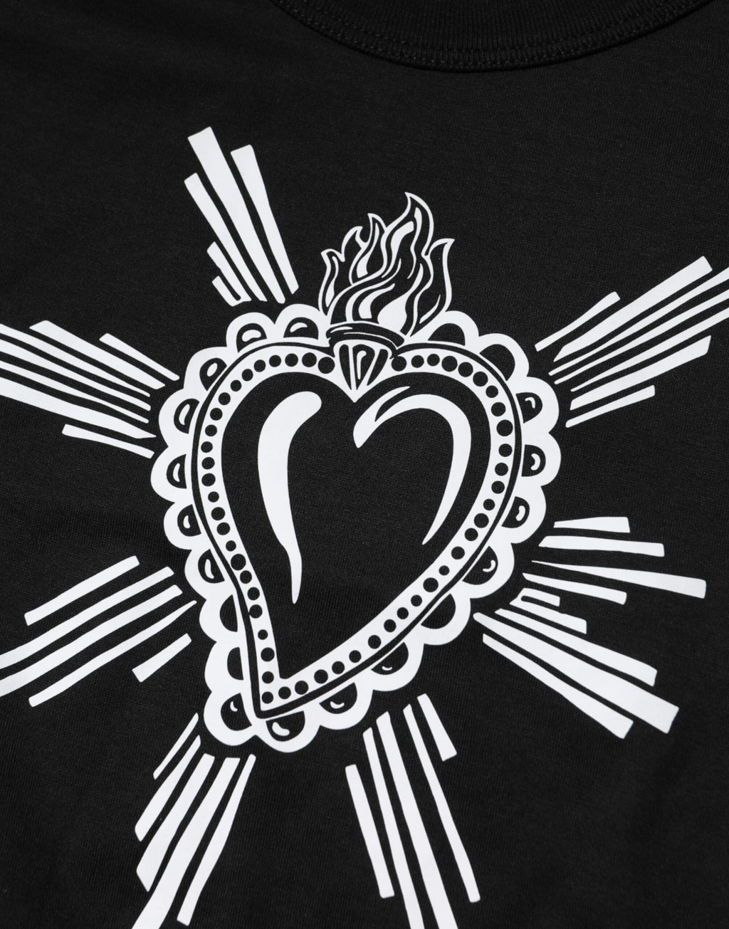 T-shirt Dolce & Gabbana en Coton Noir Col Rond Cœur Sacré