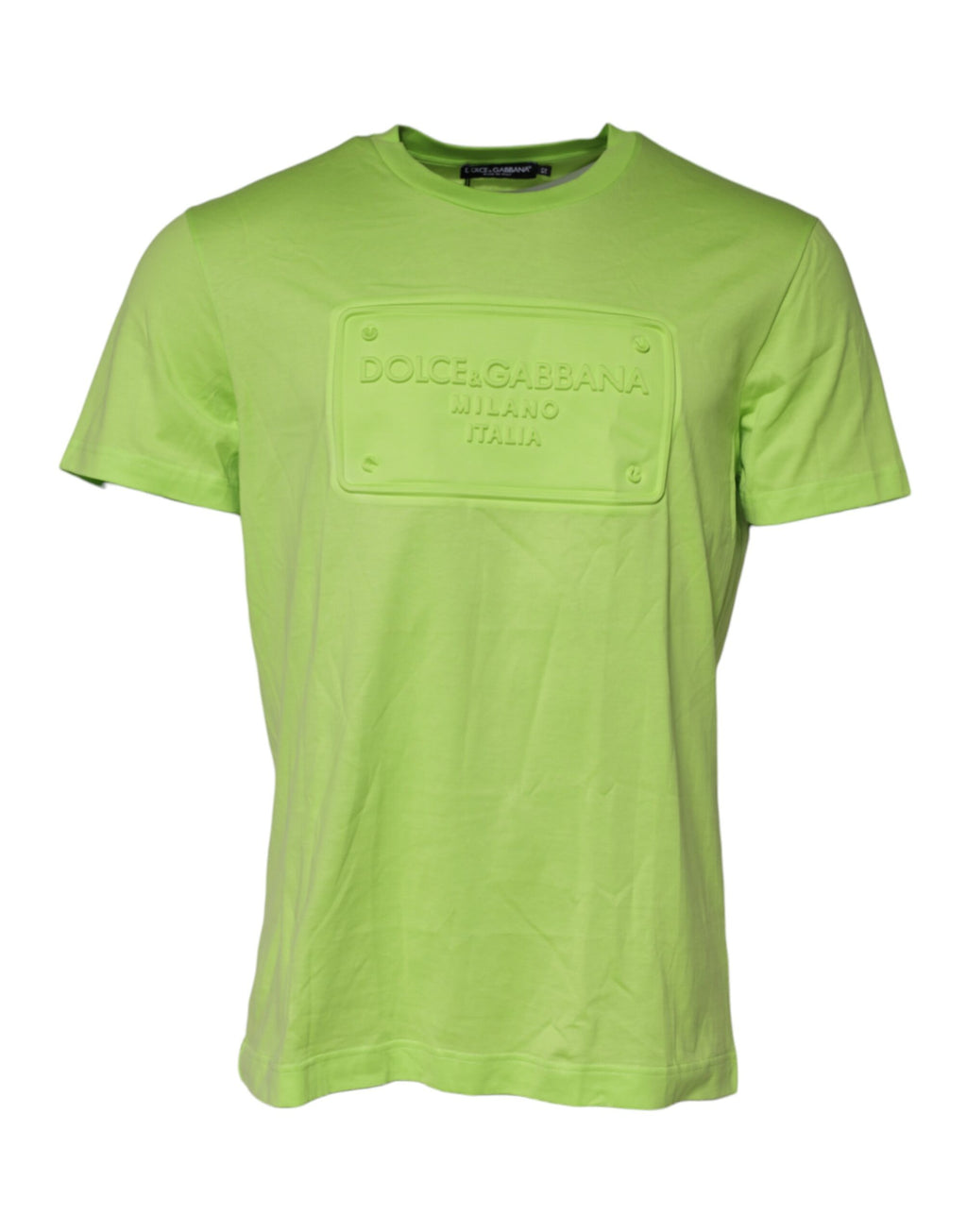 T-shirt ras du cou en coton avec logo en relief vert Dolce & Gabbana