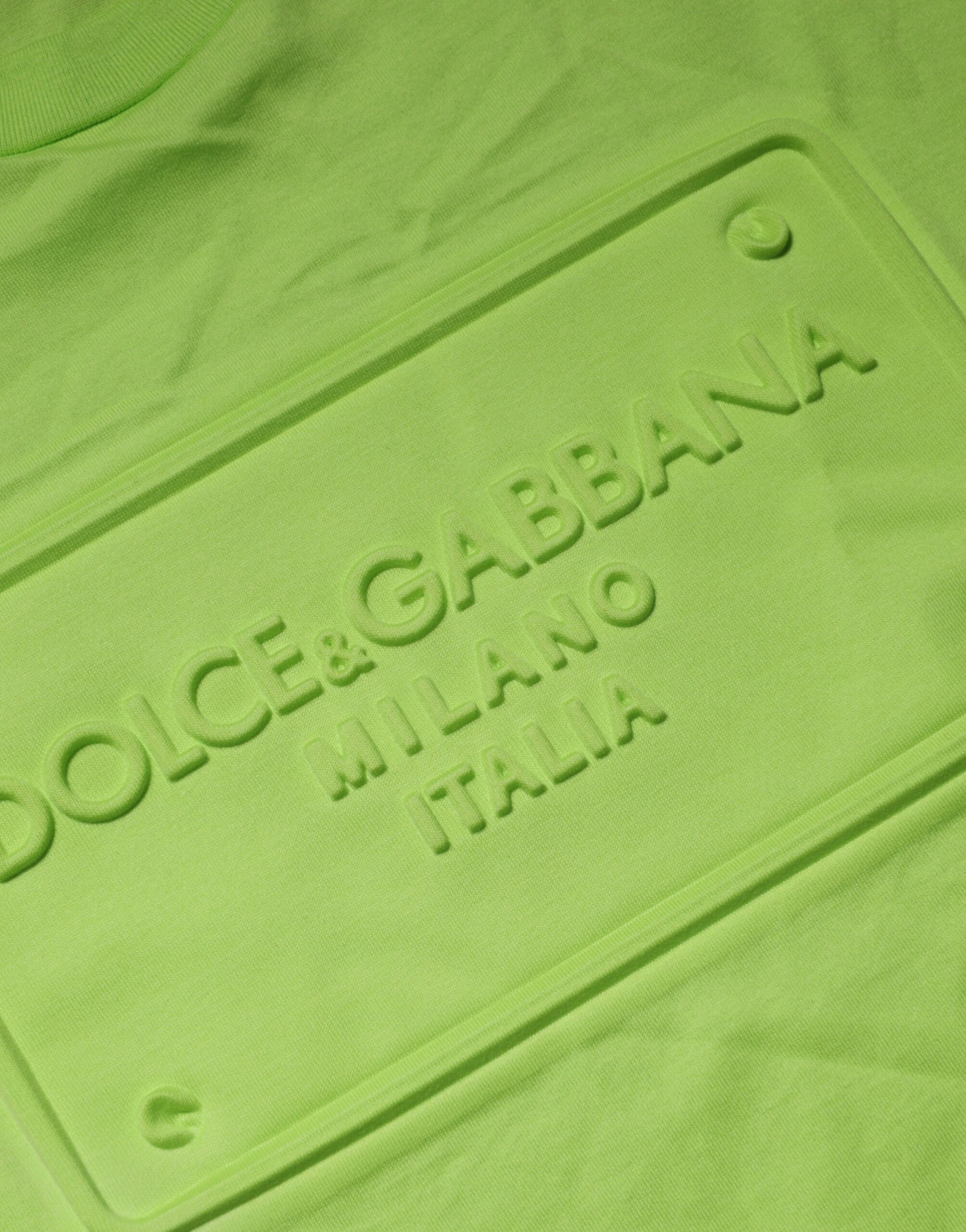 T-shirt ras du cou en coton avec logo en relief vert Dolce & Gabbana