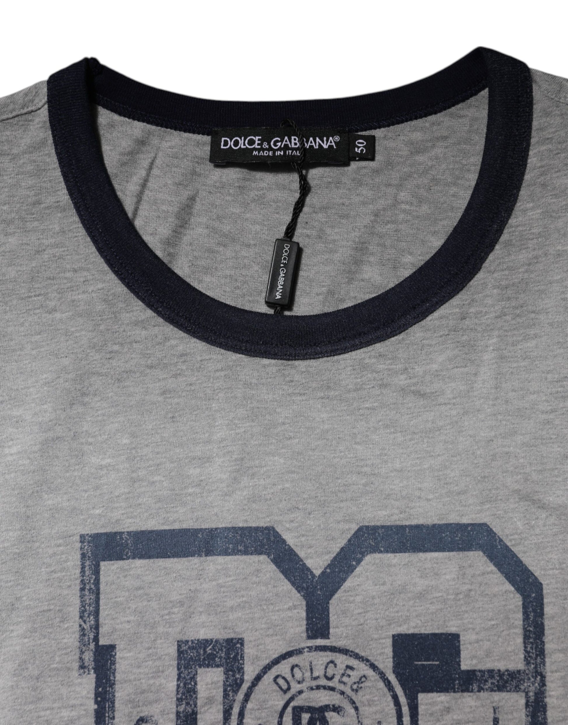 Dolce & Gabbana Gray DG Graphic Print Cotton Crewneck T-shirt