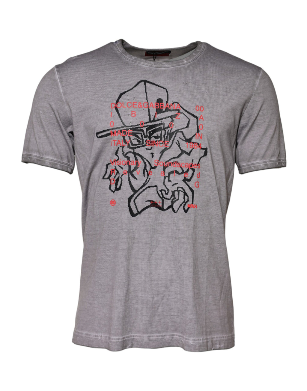 T-shirt à col rond Dolce & Gabbana en coton gris à imprimé graphique