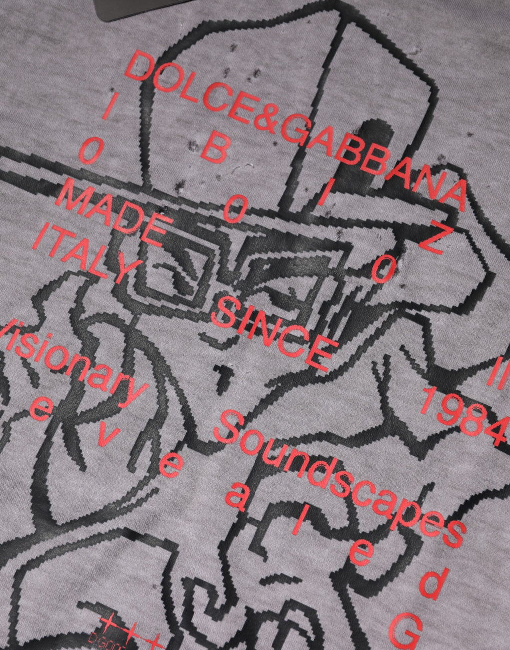 T-shirt à col rond Dolce & Gabbana en coton gris à imprimé graphique
