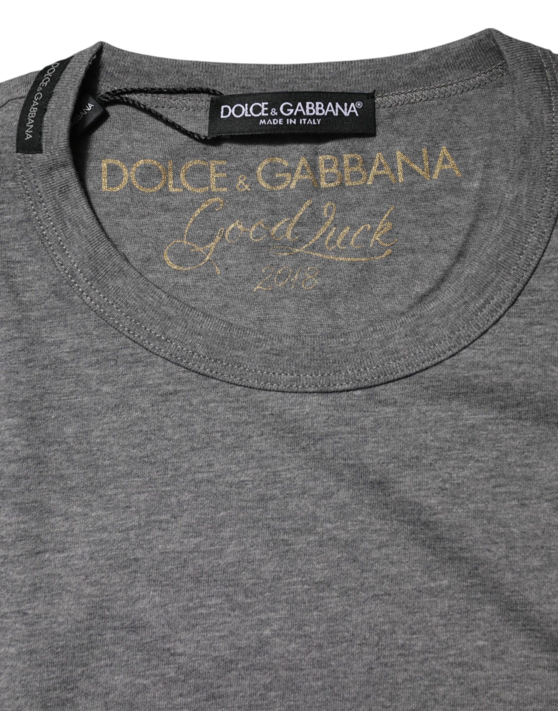 T-shirt Dolce & Gabbana gris en coton à col rond et manches courtes