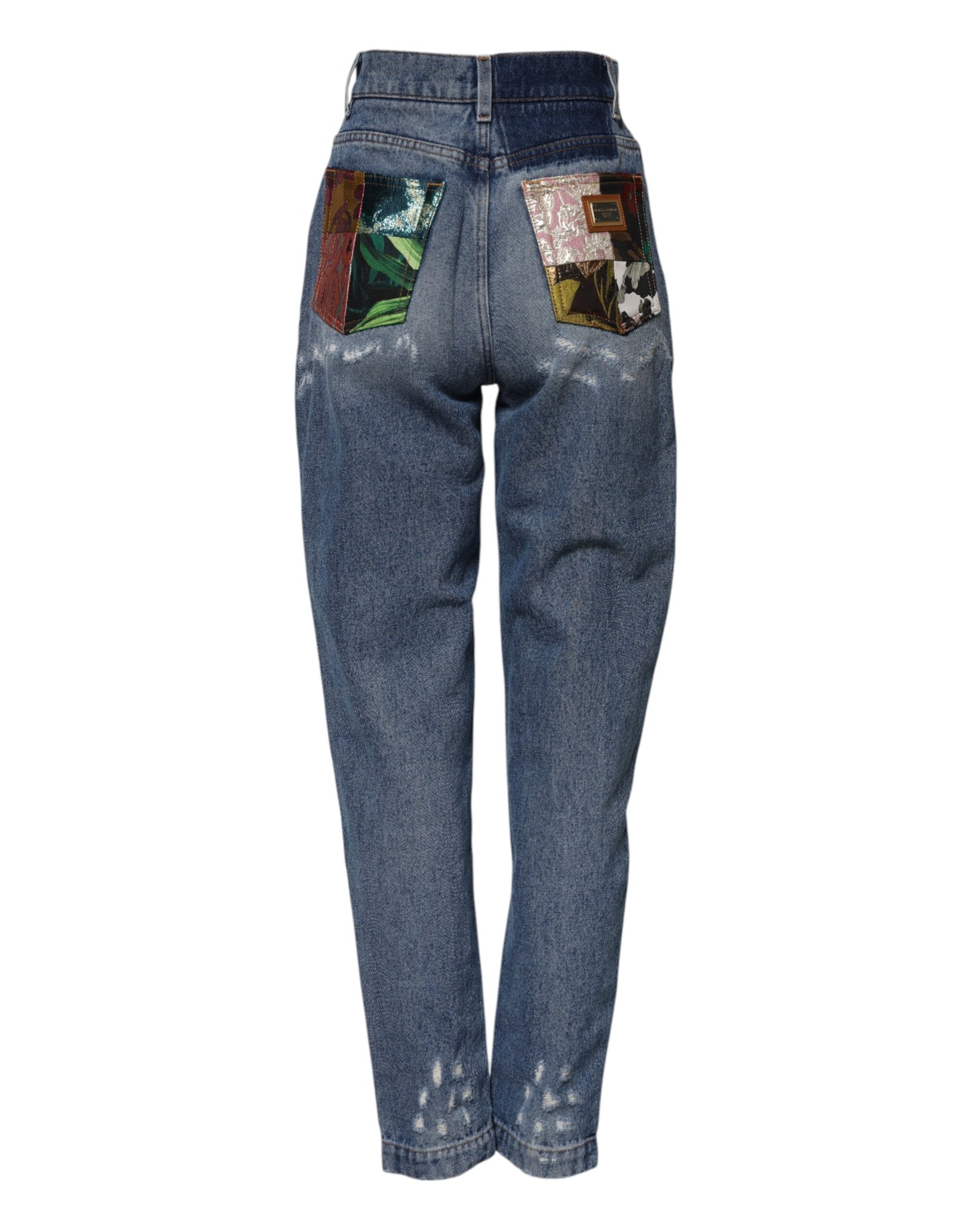 Jeans taille haute en denim effiloché Dolce & Gabbana Blue AMBER