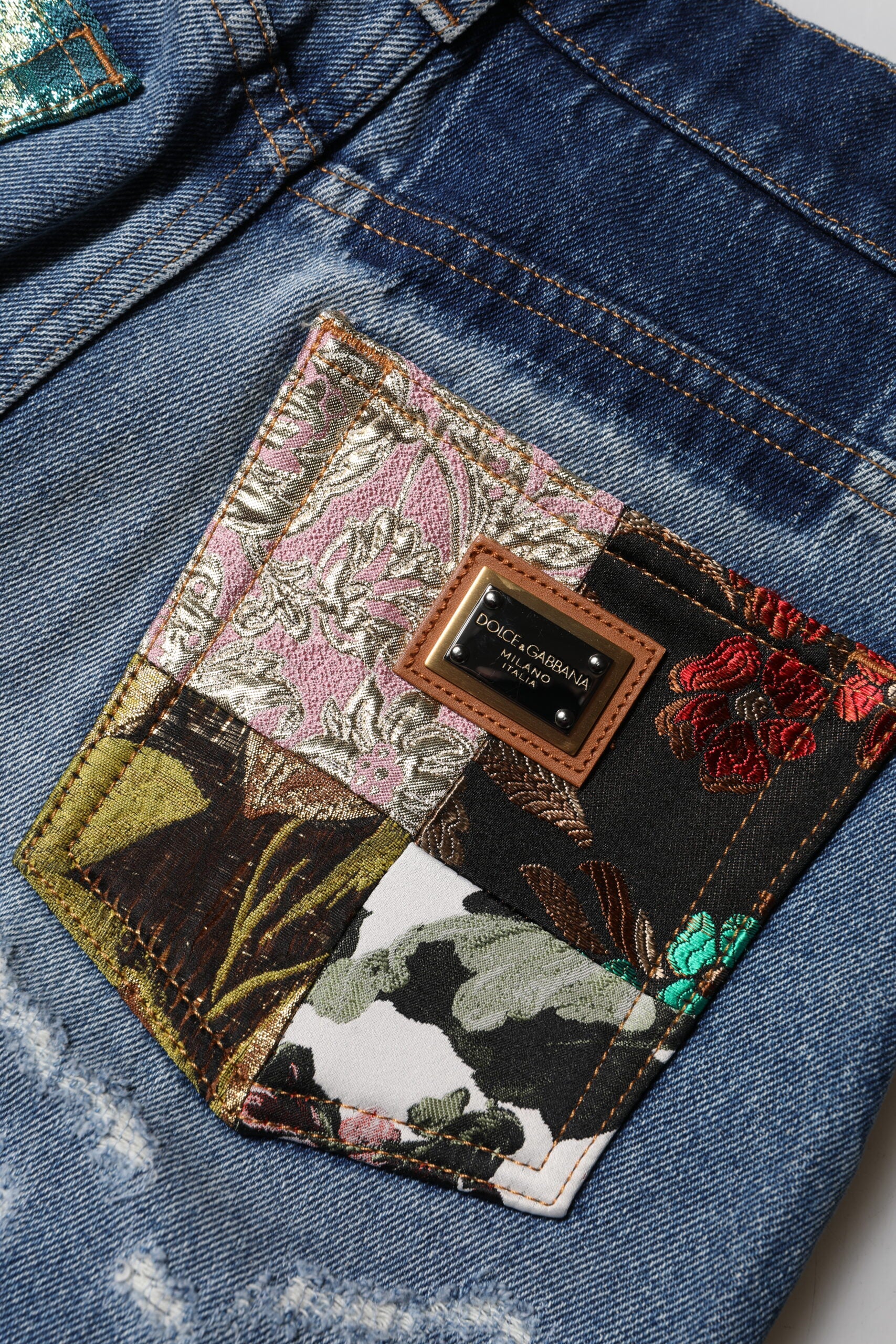 Jeans taille haute en denim effiloché Dolce & Gabbana Blue AMBER