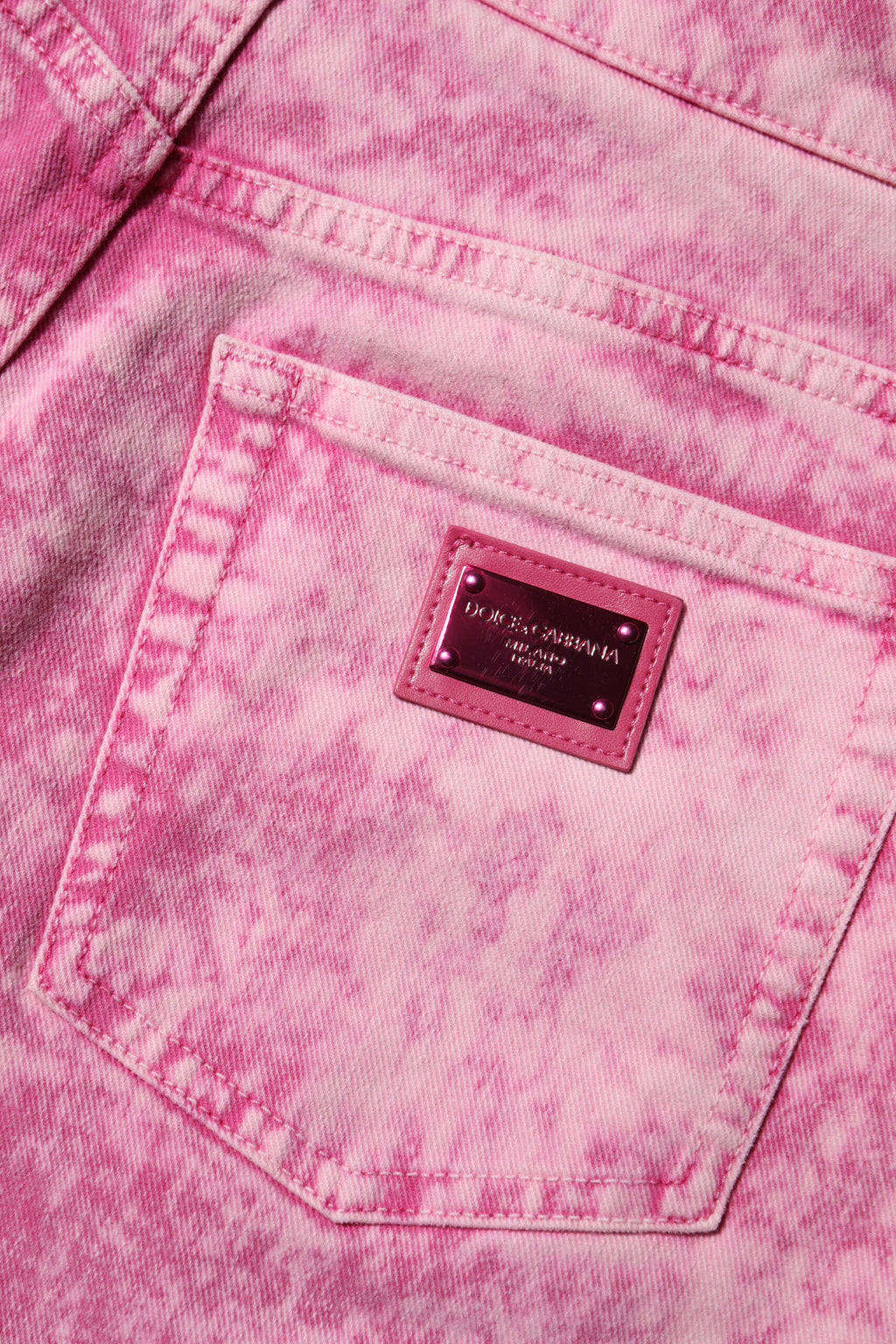 Jean fuselé en denim taille haute tie-dye rose Dolce & Gabbana
