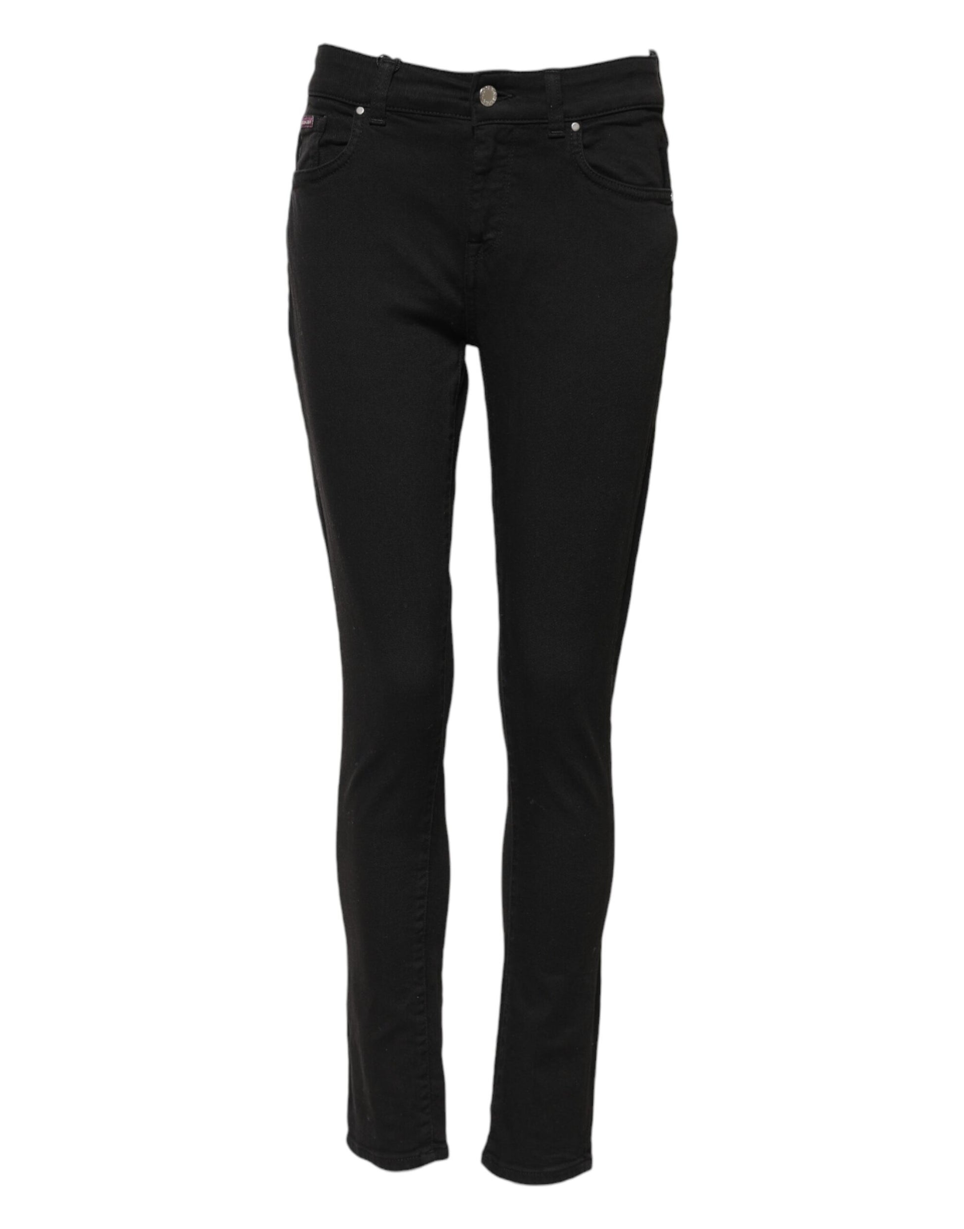 Jean Slim Taille Moyenne en Coton Noir Dolce & Gabbana