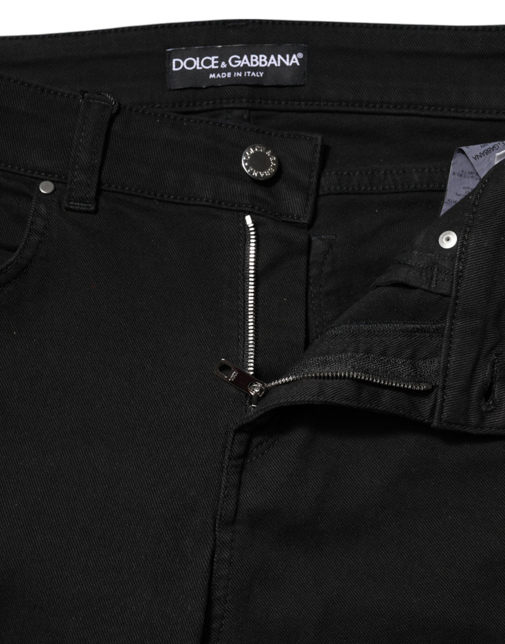 Jean Slim Taille Moyenne en Coton Noir Dolce & Gabbana
