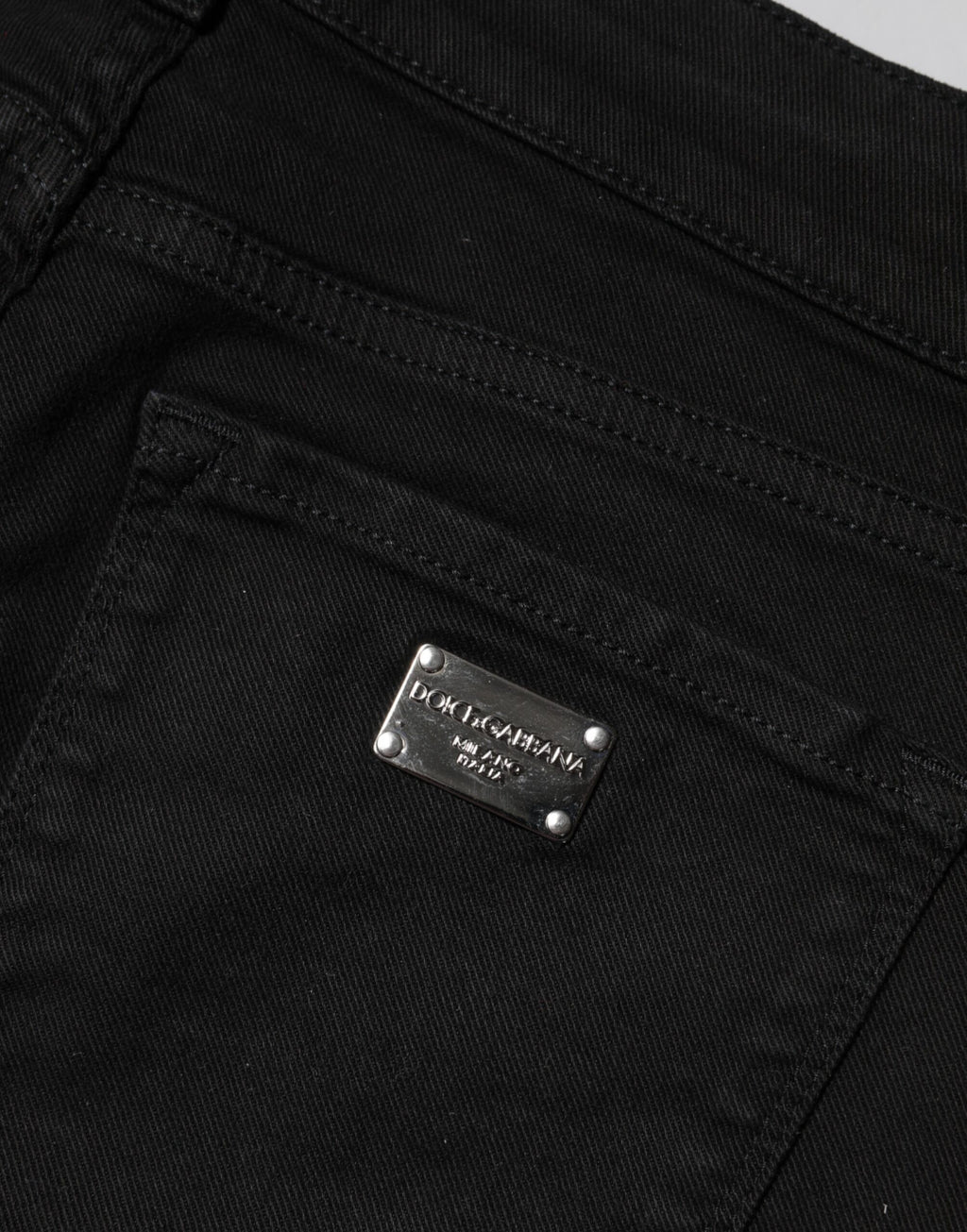 Jean Slim Taille Moyenne en Coton Noir Dolce & Gabbana