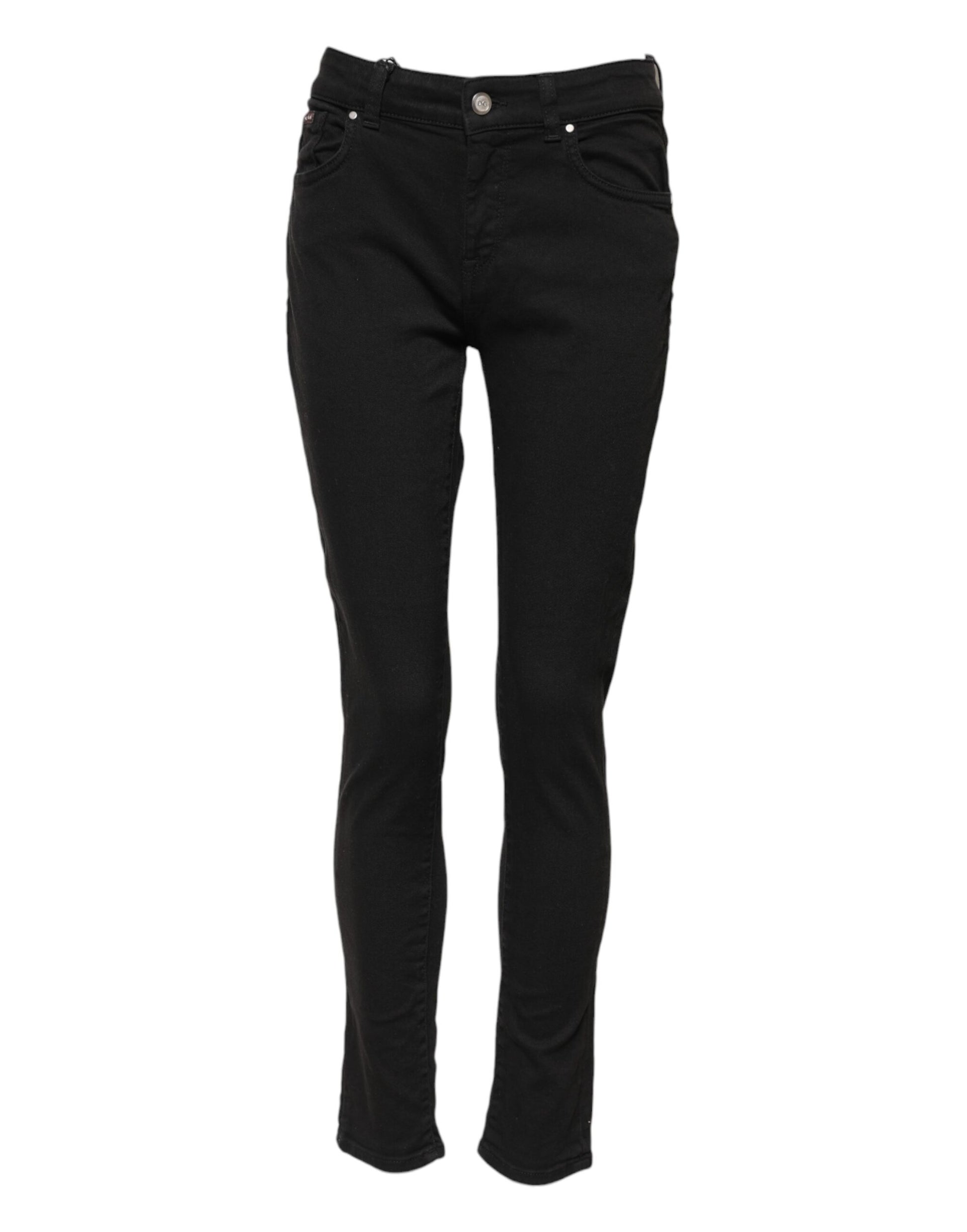 Jean Slim Taille Moyenne en Coton Noir Dolce & Gabbana