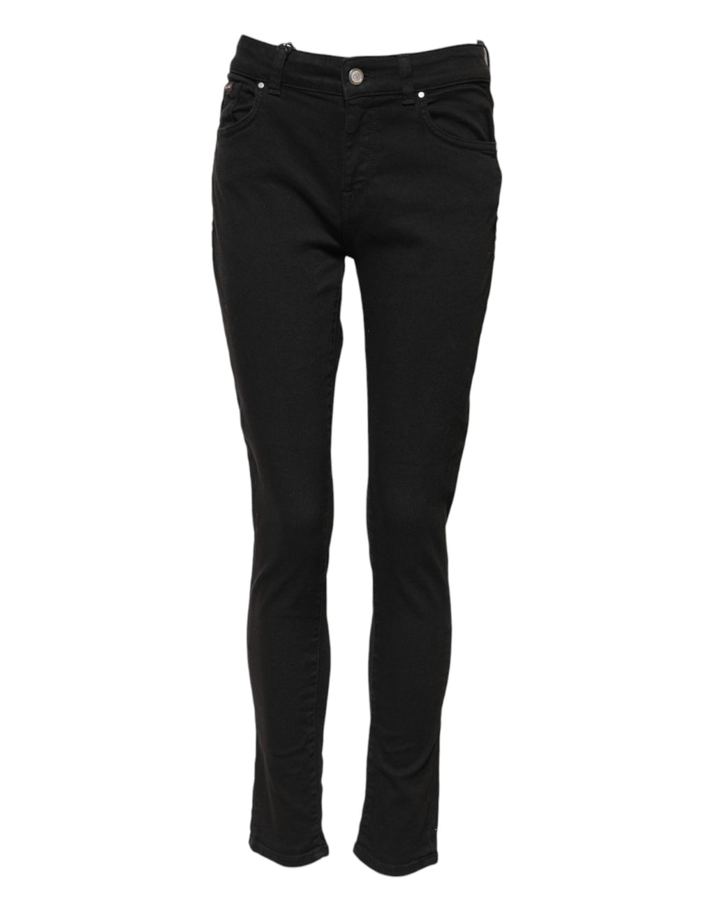 Jean Slim Taille Moyenne en Coton Noir Dolce & Gabbana