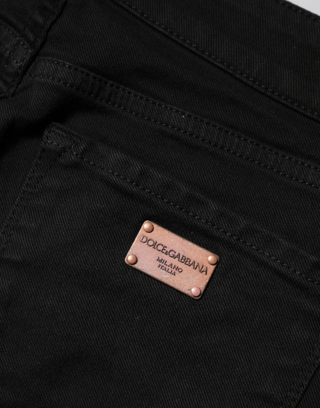 Jean Slim Taille Moyenne en Coton Noir Dolce & Gabbana
