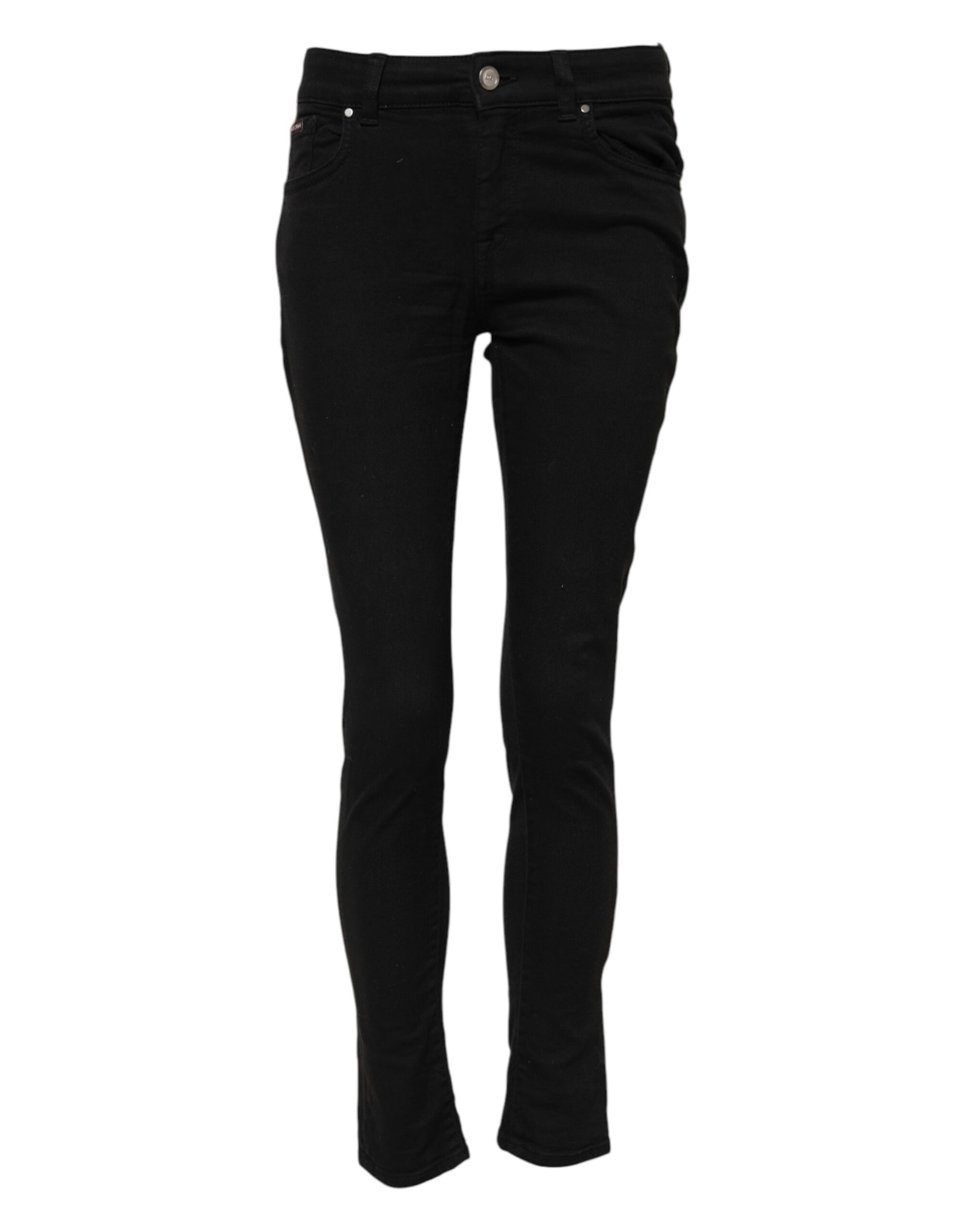 Jean Slim Taille Moyenne en Coton Noir Dolce & Gabbana