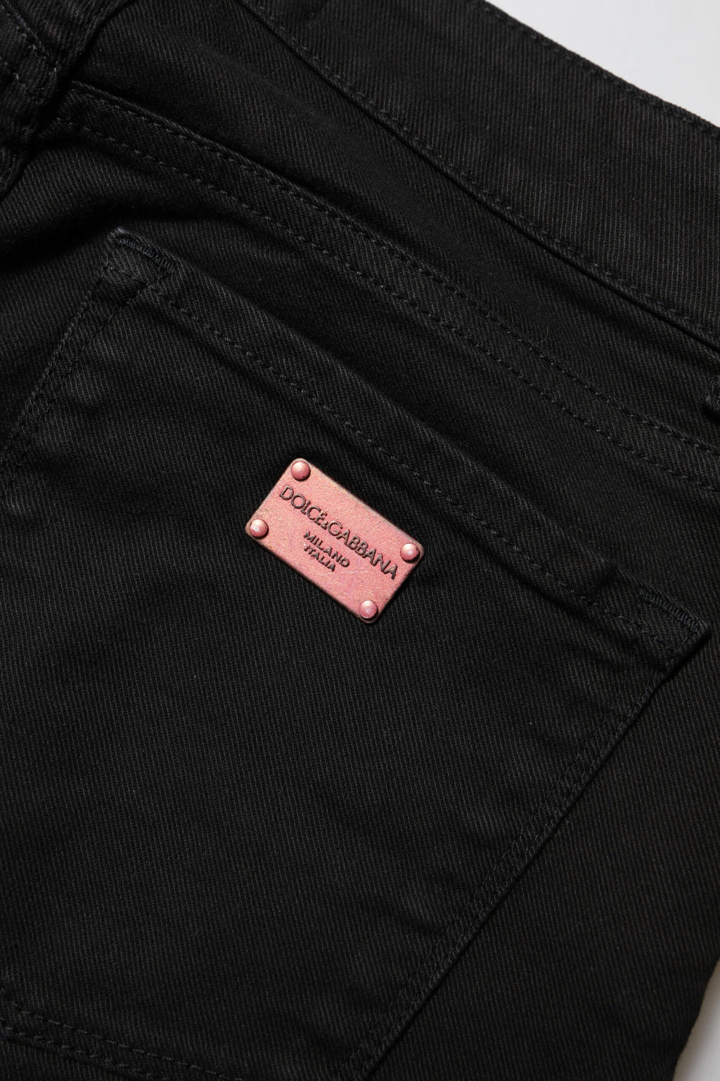 Jean Slim Taille Moyenne en Coton Noir Dolce & Gabbana