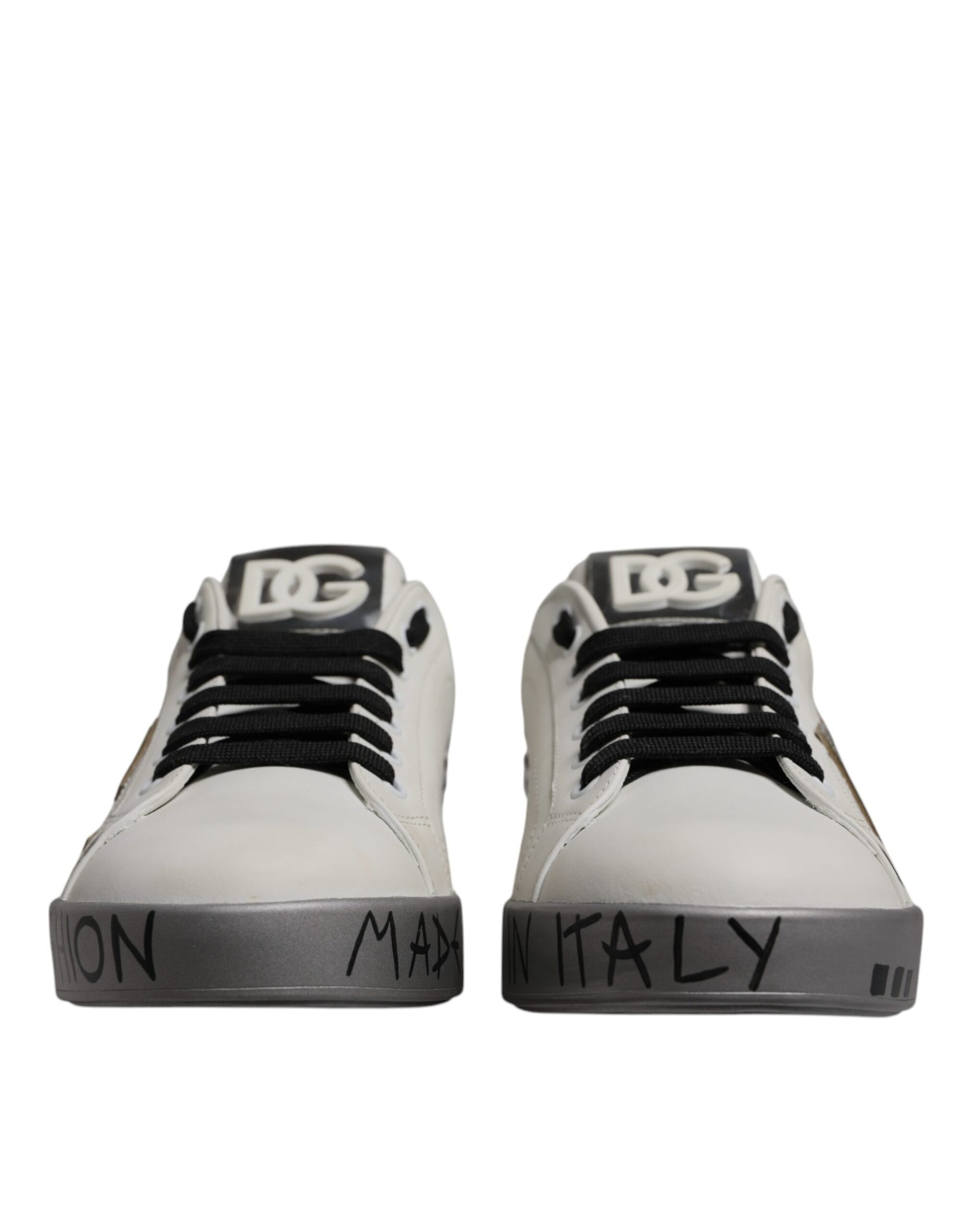 Dolce & Gabbana White Crystal Logo Portofino Sneakers Shoes