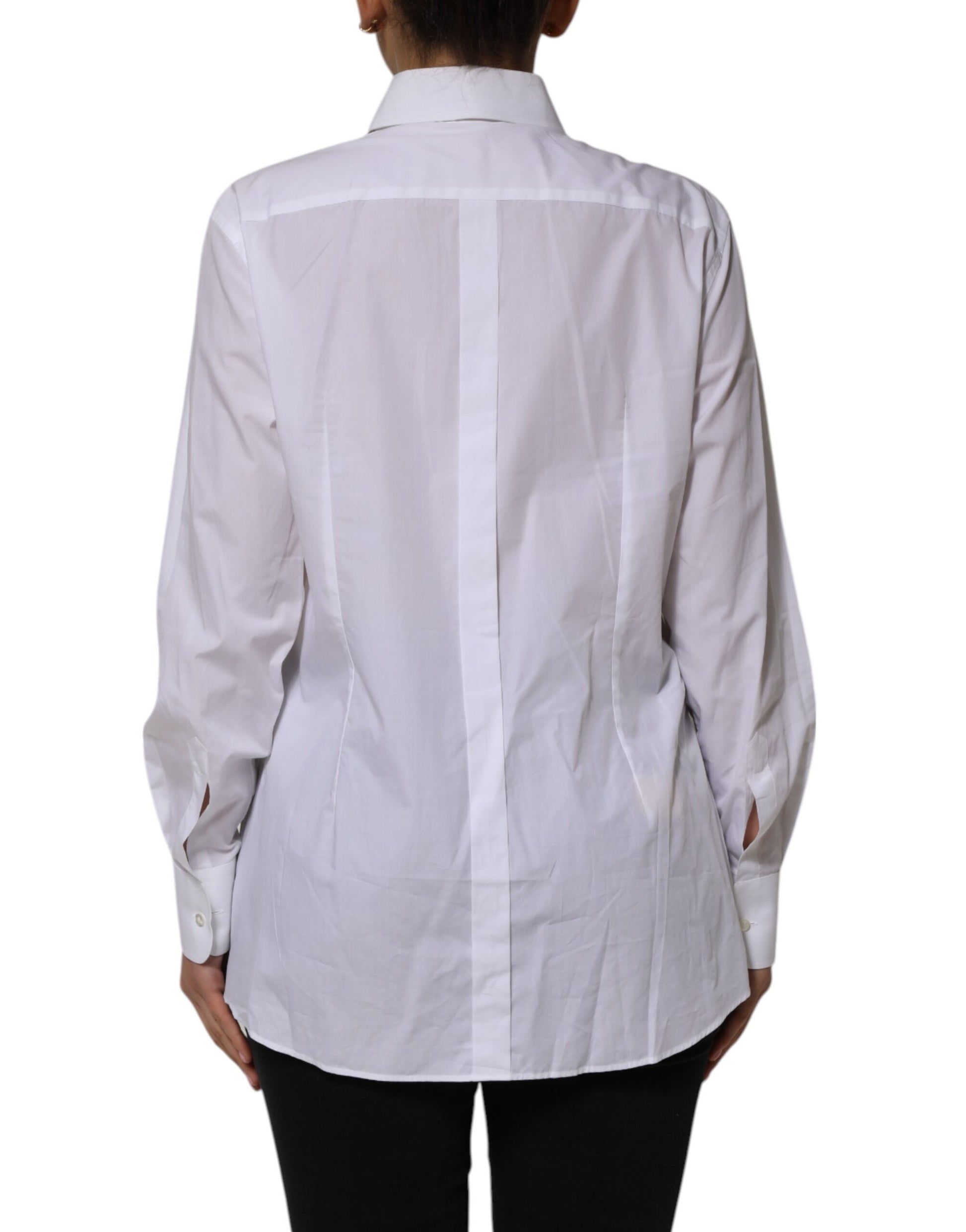 Haut chemise Dolce & Gabbana en coton blanc à col et manches longues