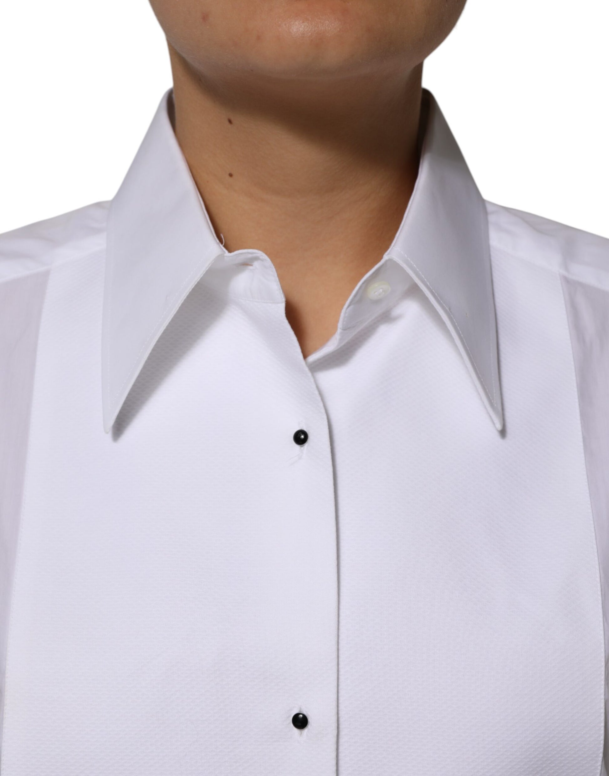 Haut chemise Dolce & Gabbana en coton blanc à col et manches longues