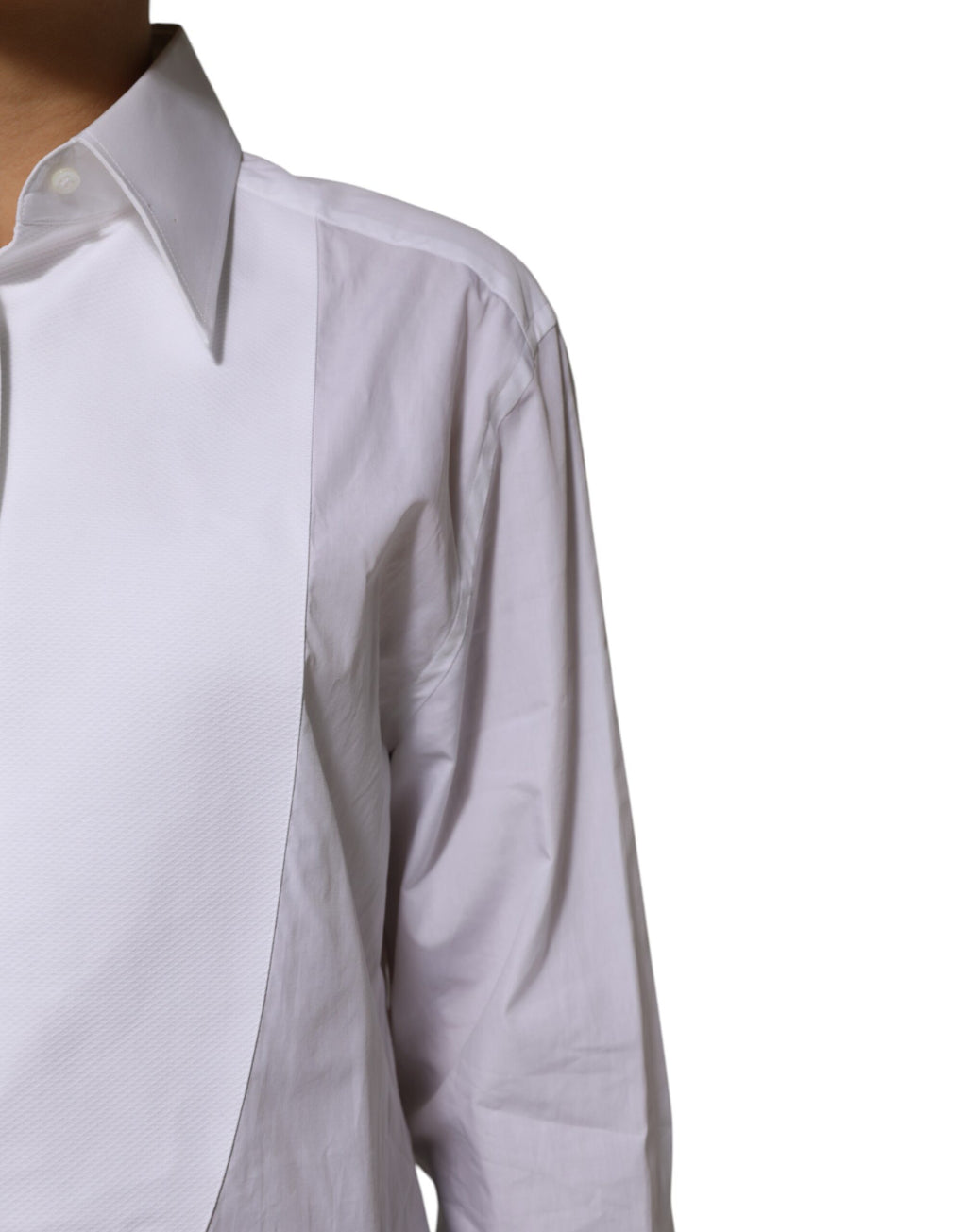 Haut chemise Dolce & Gabbana en coton blanc à col et manches longues