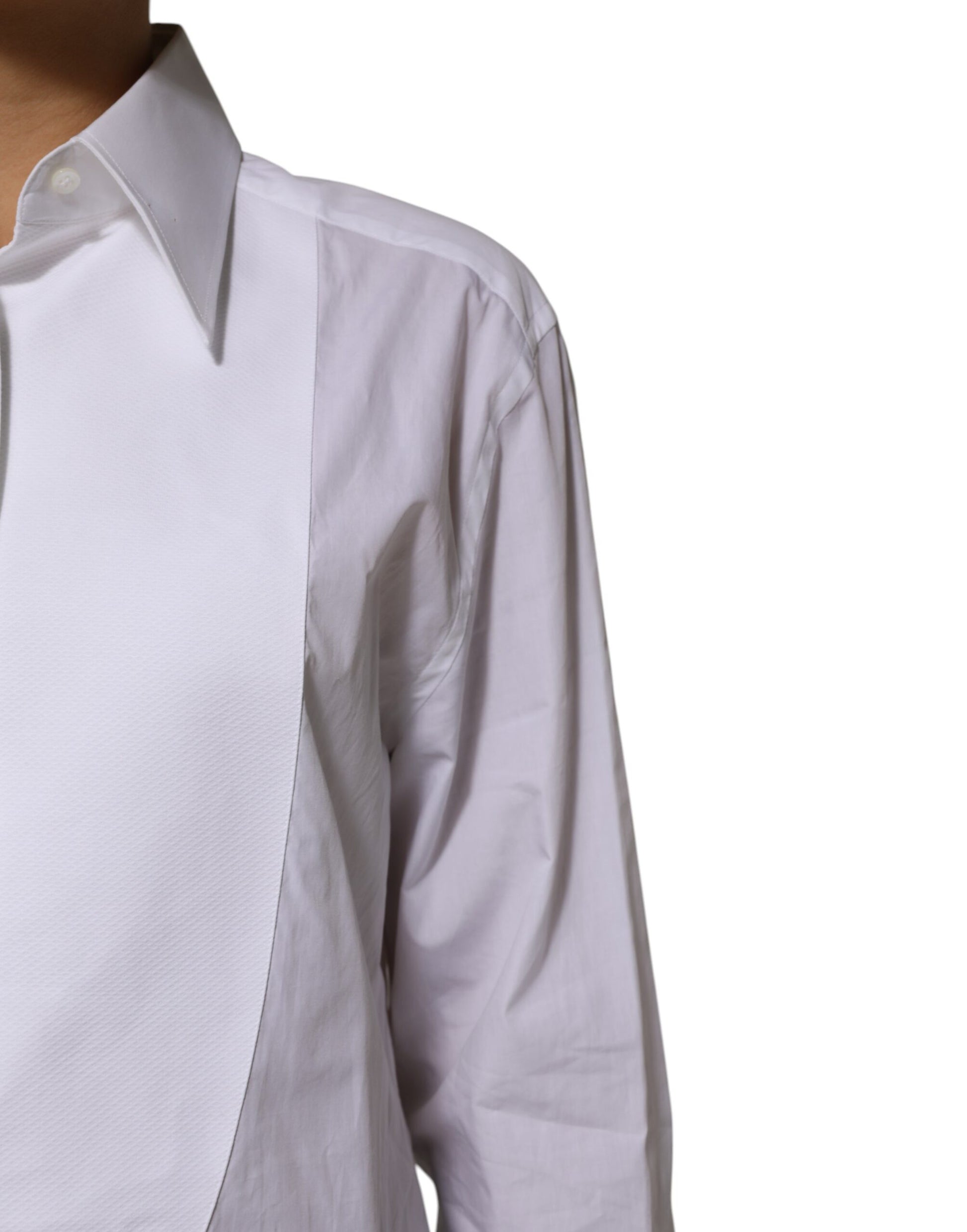 Haut chemise Dolce & Gabbana en coton blanc à col et manches longues