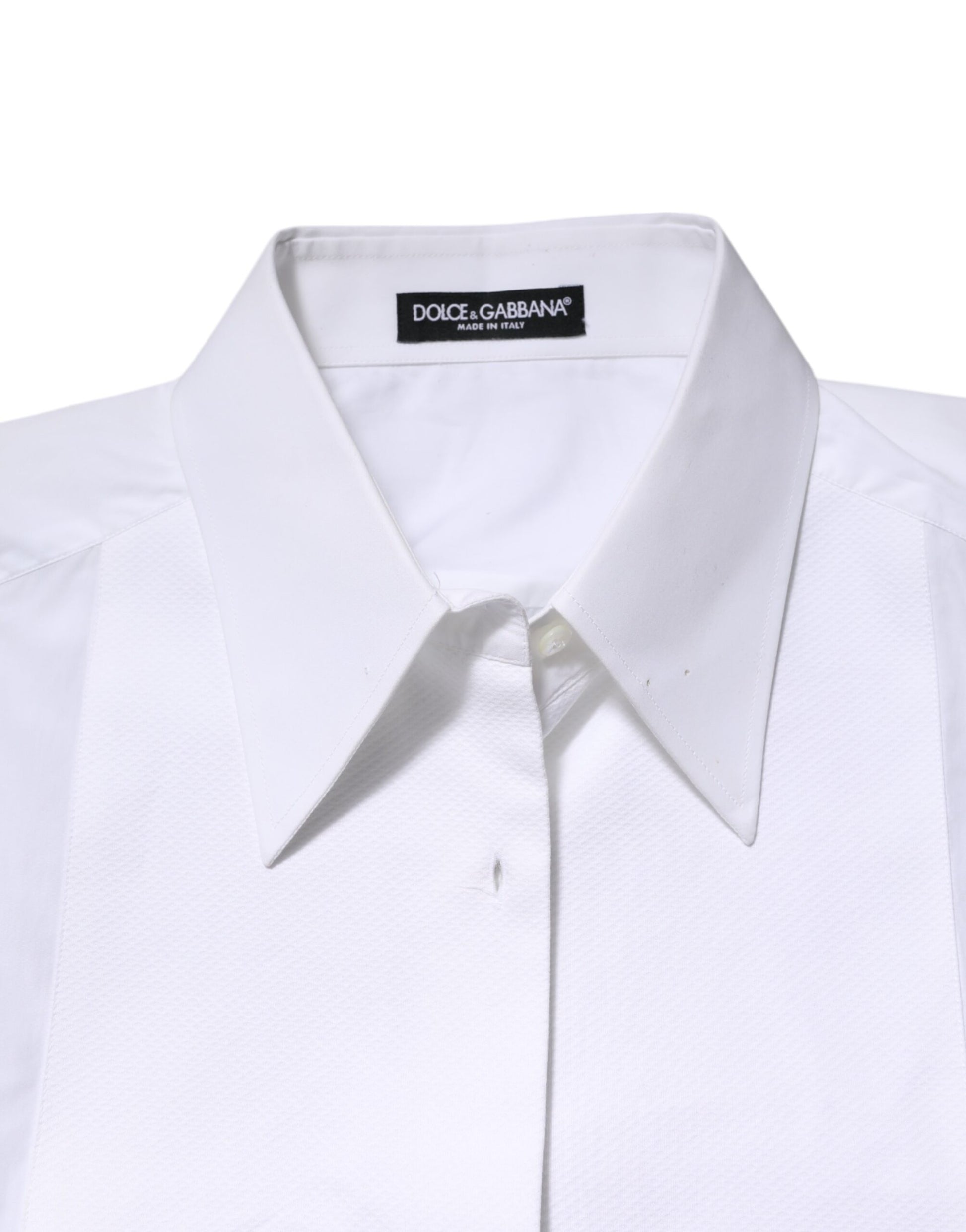 Haut chemise Dolce & Gabbana en coton blanc à col et manches longues
