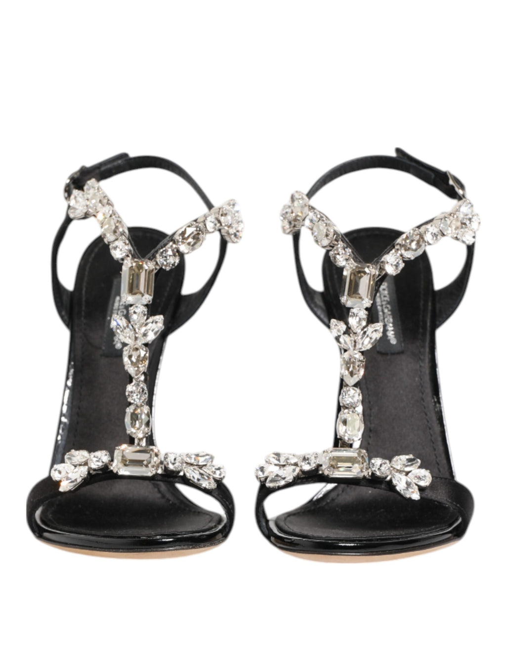 Dolce & Gabbana Sandales à Talons Compensés Keira Noires Ornées de Cristaux