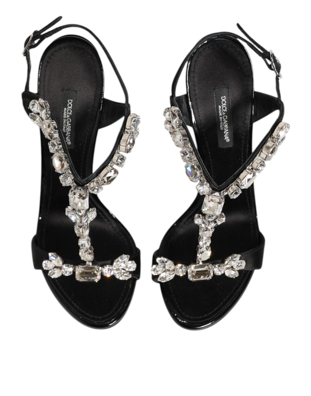 Dolce & Gabbana Sandales à Talons Compensés Keira Noires Ornées de Cristaux