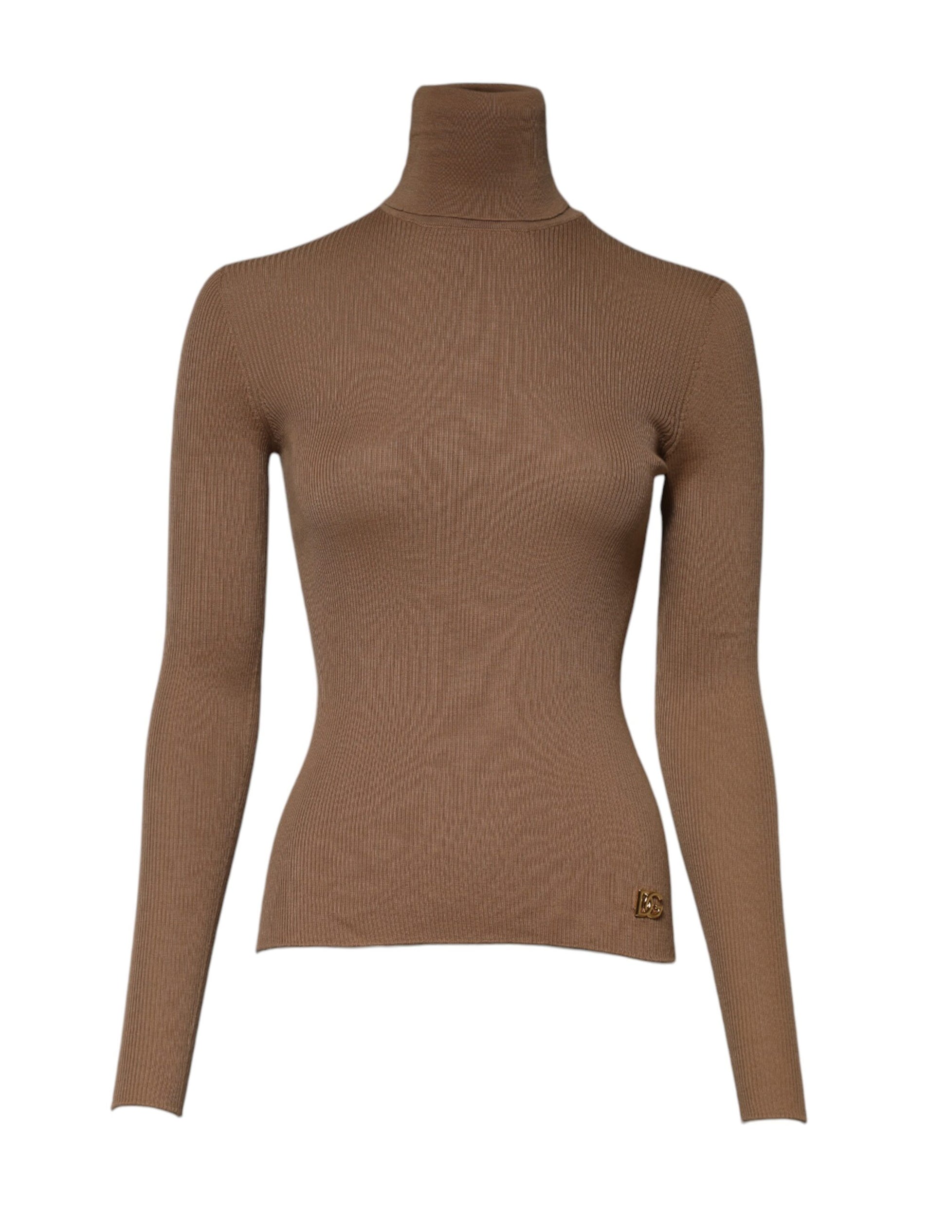 Pull à col roulé à manches longues en maille marron Dolce & Gabbana