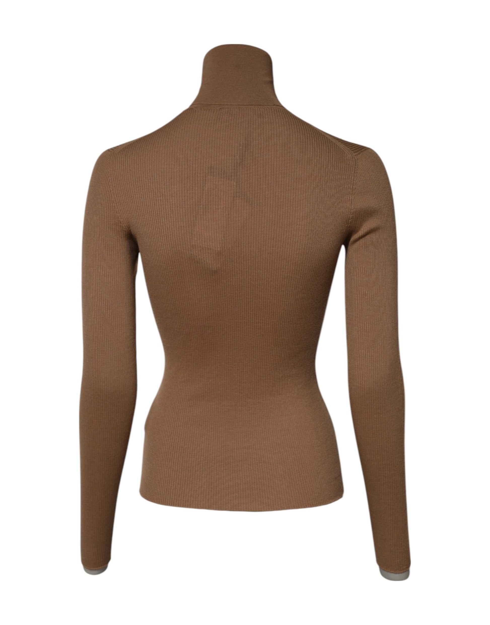 Pull à col roulé à manches longues en maille marron Dolce & Gabbana