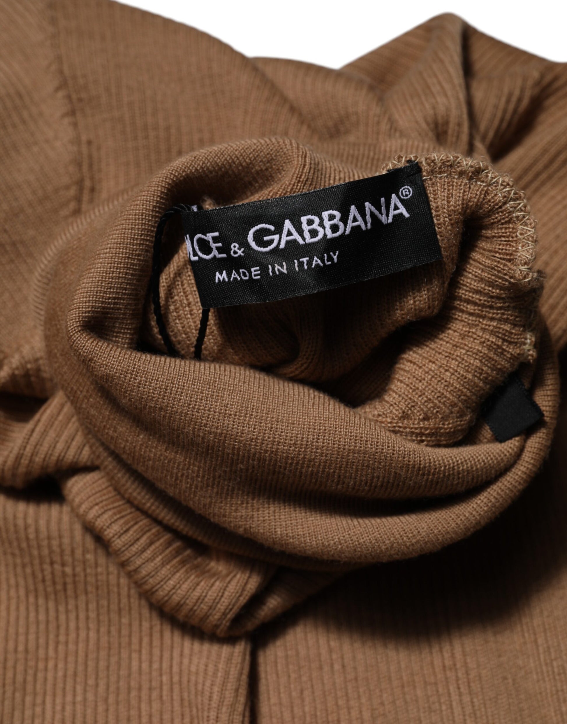 Pull à col roulé à manches longues en maille marron Dolce & Gabbana