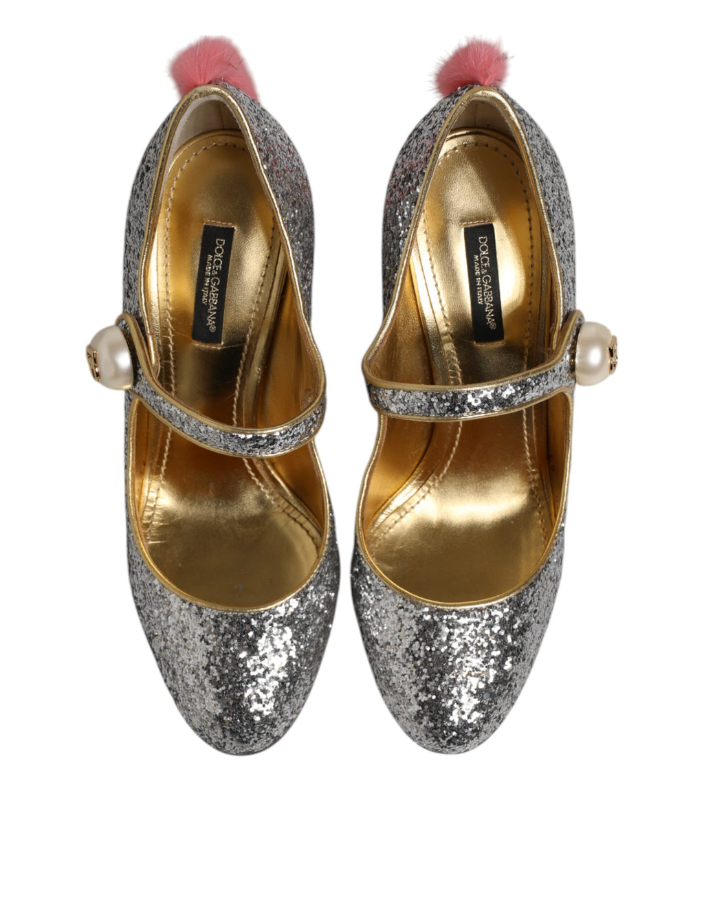 Dolce &amp; Gabbana – VALLY – Pumps aus silbernem Glitzer-Nerzfell