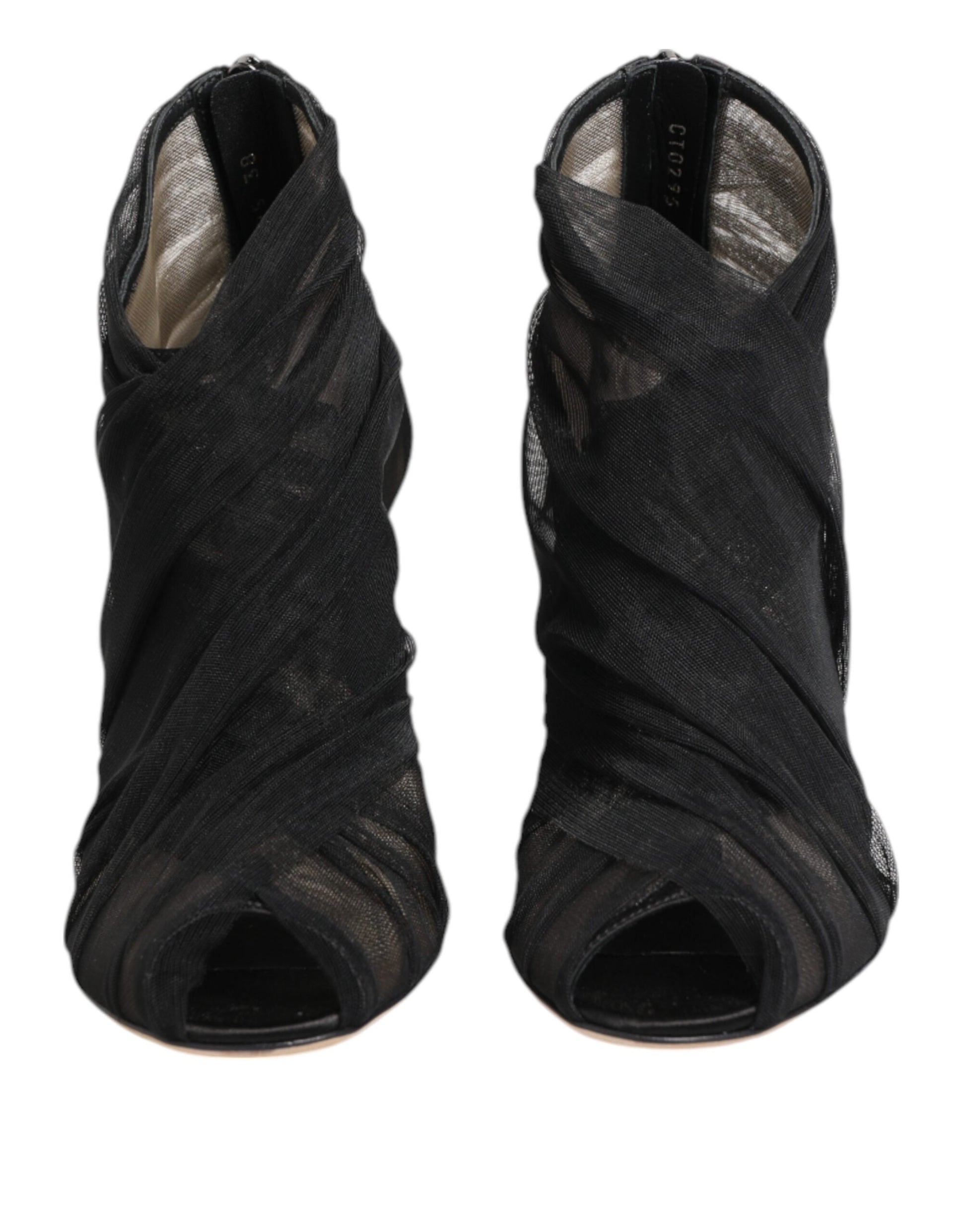Chaussures Bottines à Talons Aiguilles en Maille Noire Dolce & Gabbana