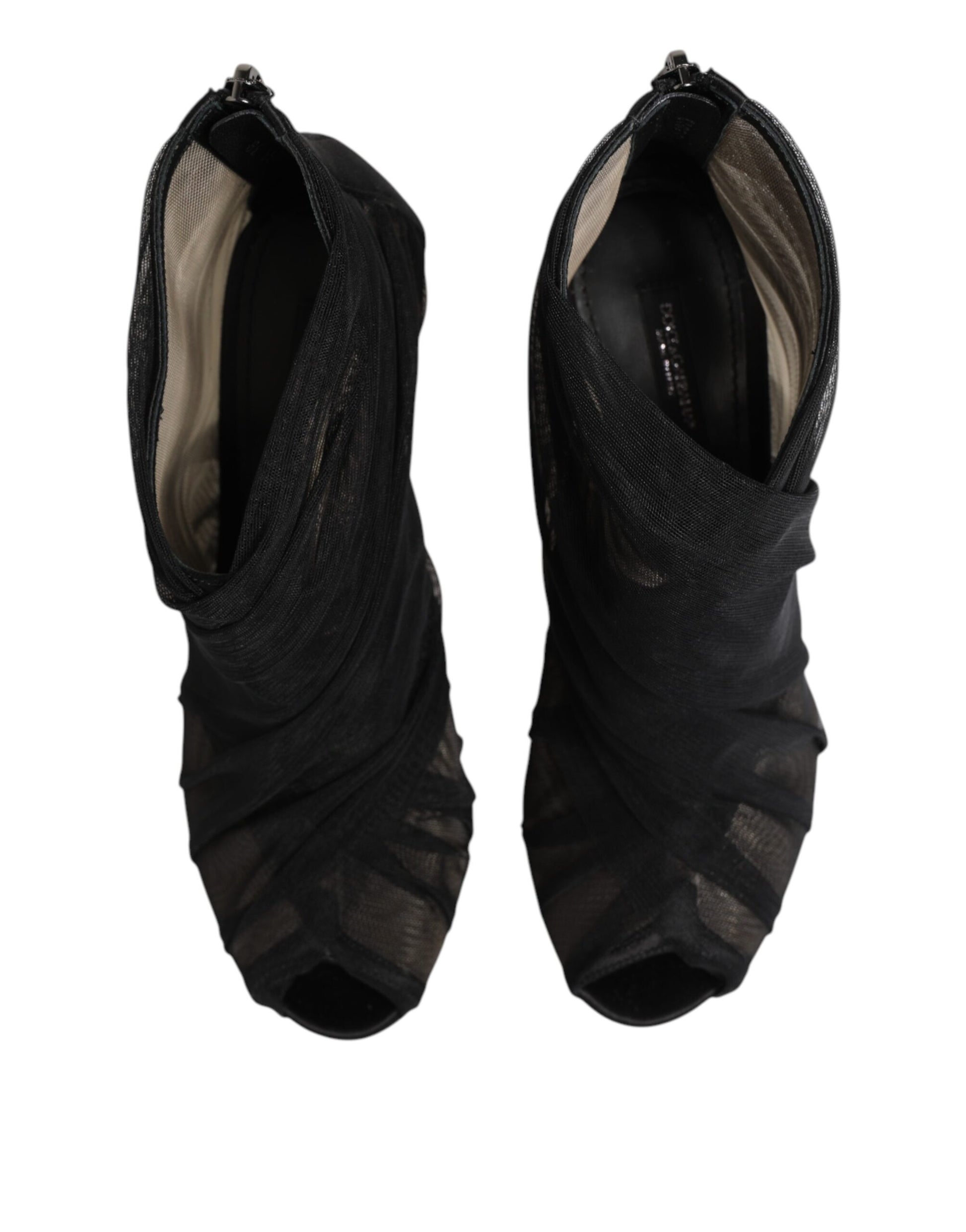 Chaussures Bottines à Talons Aiguilles en Maille Noire Dolce & Gabbana