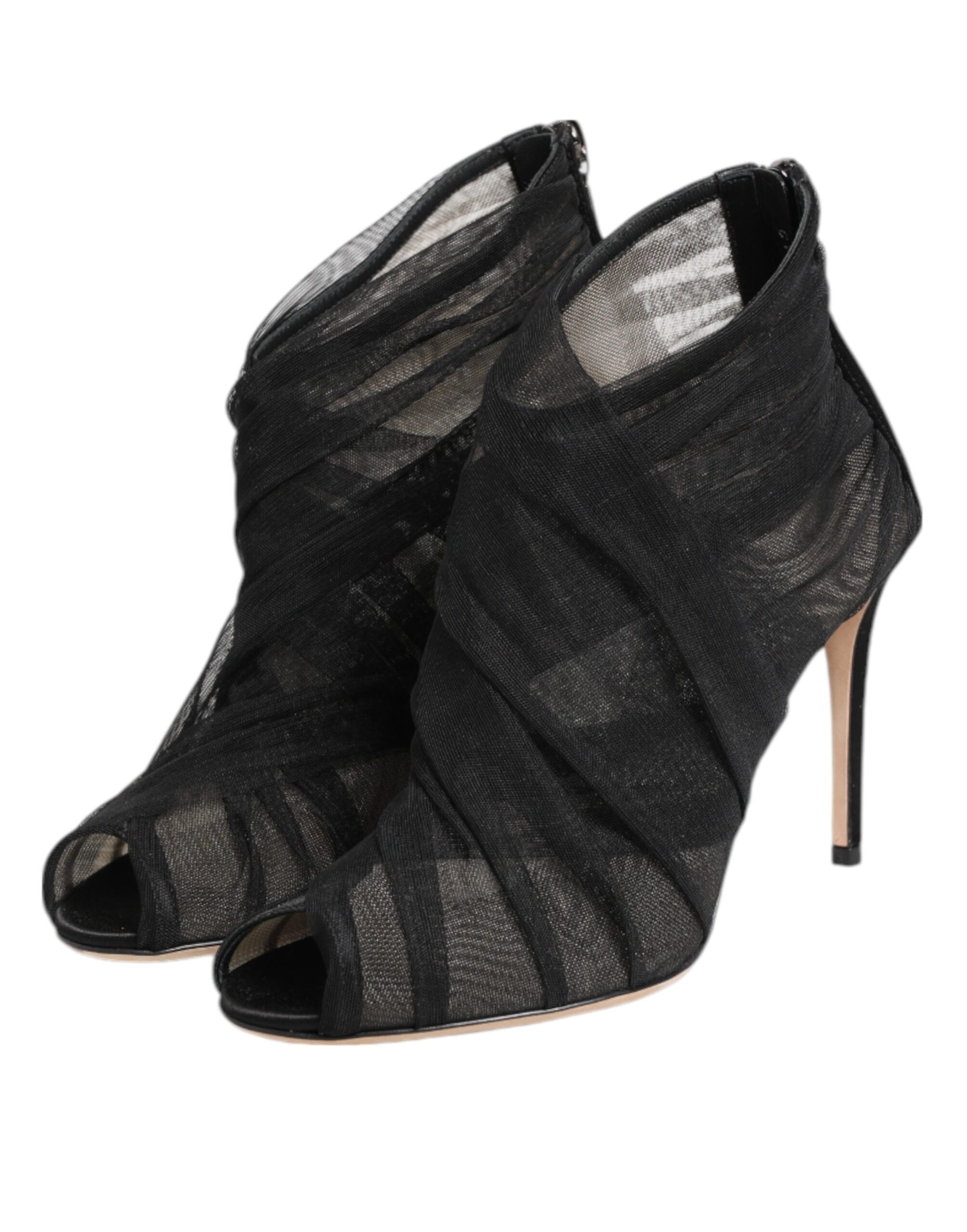 Chaussures Bottines à Talons Aiguilles en Maille Noire Dolce & Gabbana