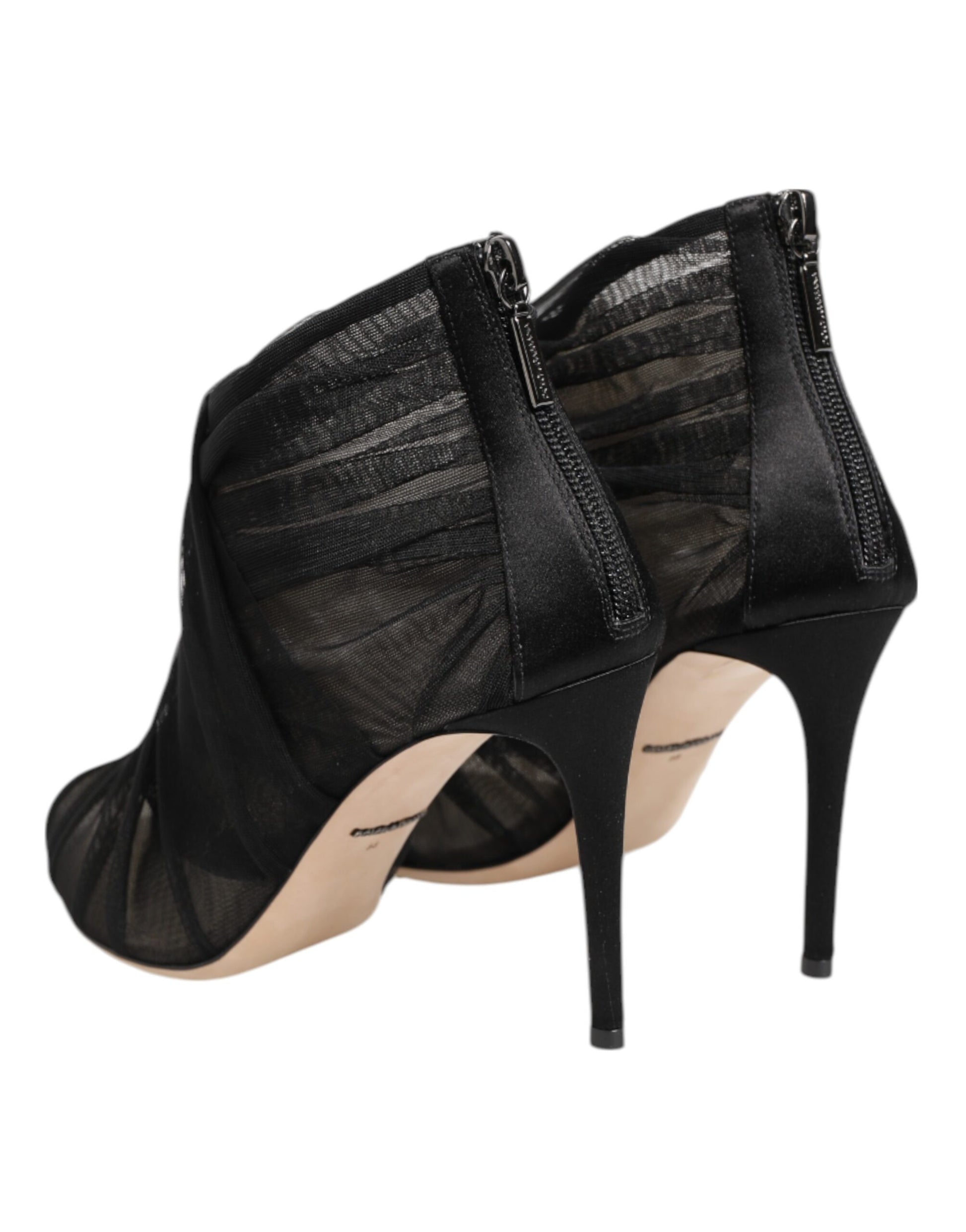 Chaussures Bottines à Talons Aiguilles en Maille Noire Dolce & Gabbana