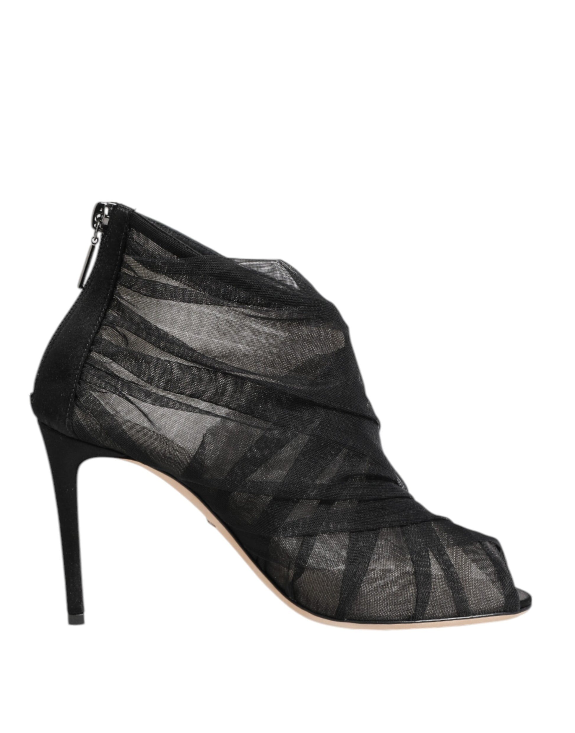 Chaussures Bottines à Talons Aiguilles en Maille Noire Dolce & Gabbana