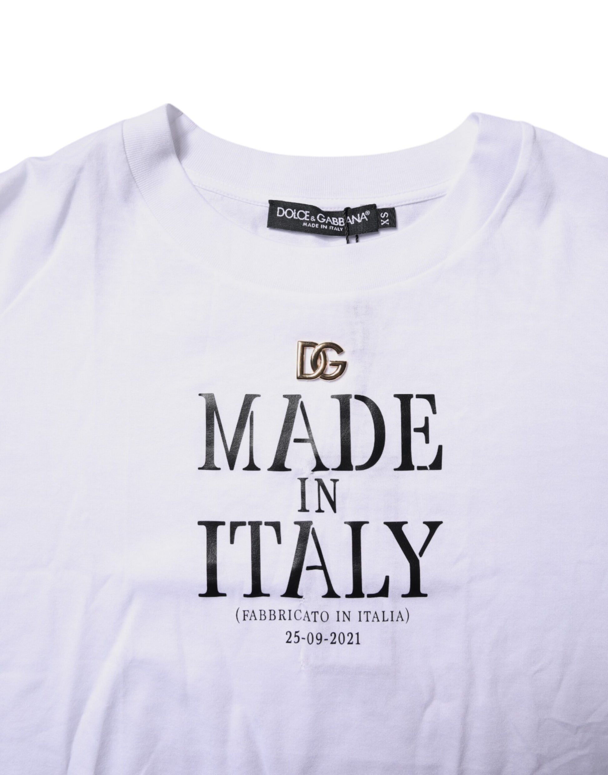 T-shirt Dolce & Gabbana blanc à manches courtes avec logo DG