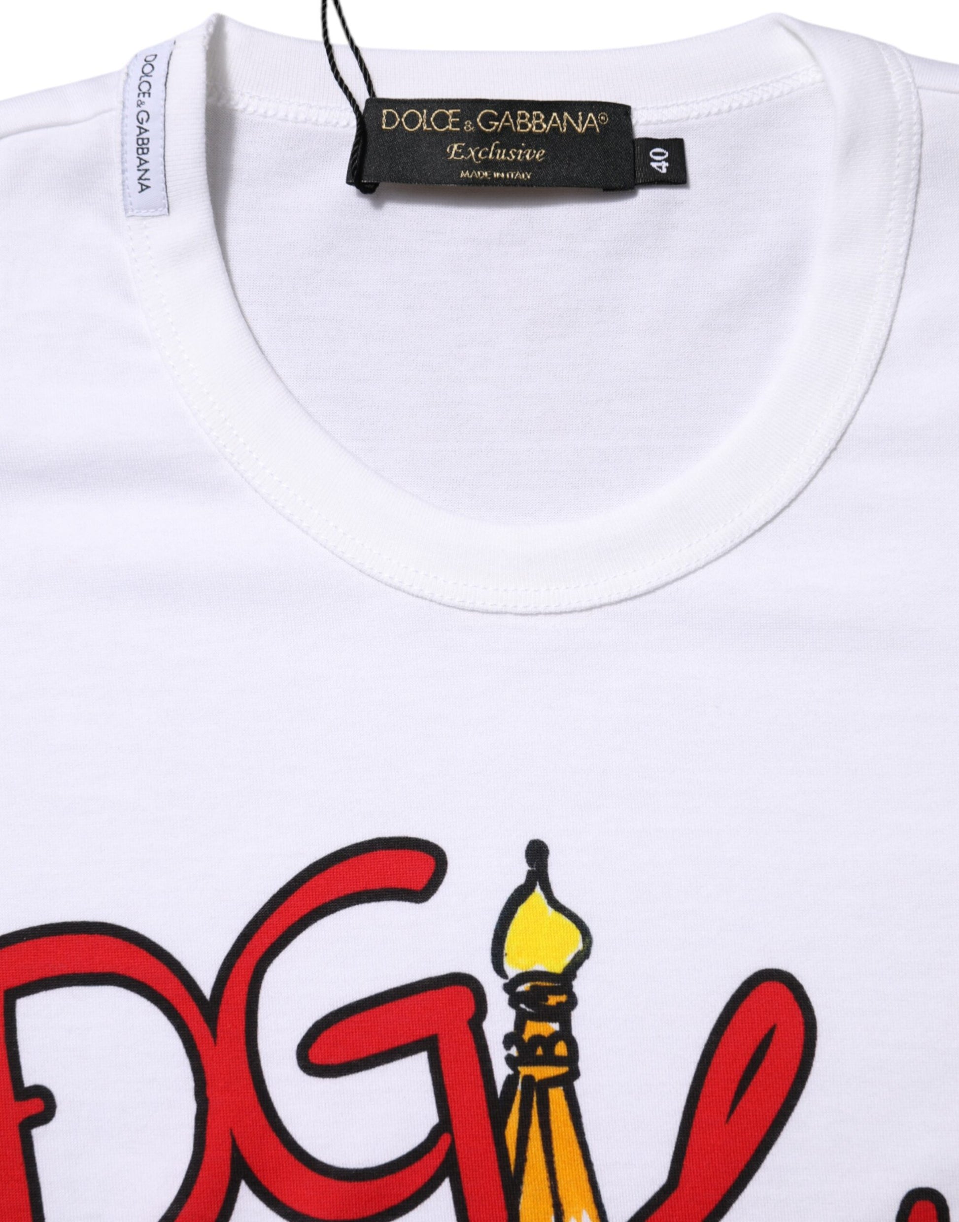 T-shirt ras du cou en coton blanc Dolce & Gabbana DG Loves Moscow