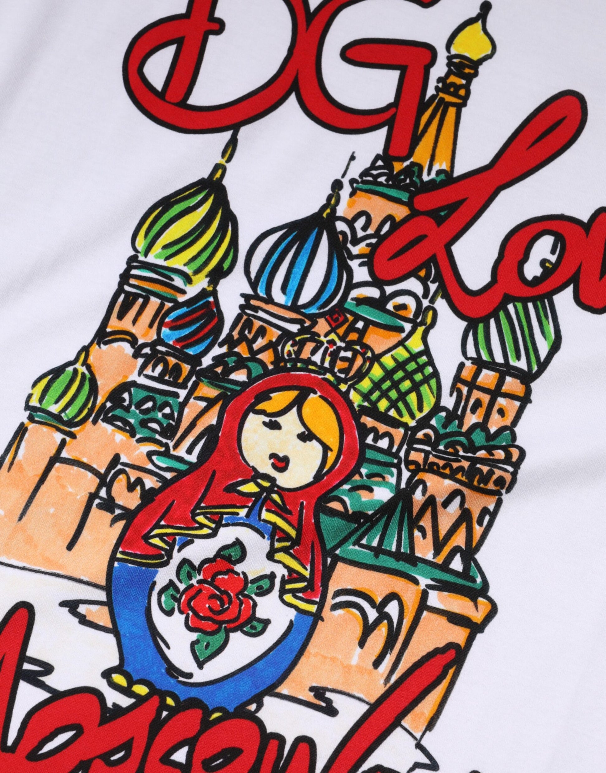 T-shirt ras du cou en coton blanc Dolce & Gabbana DG Loves Moscow