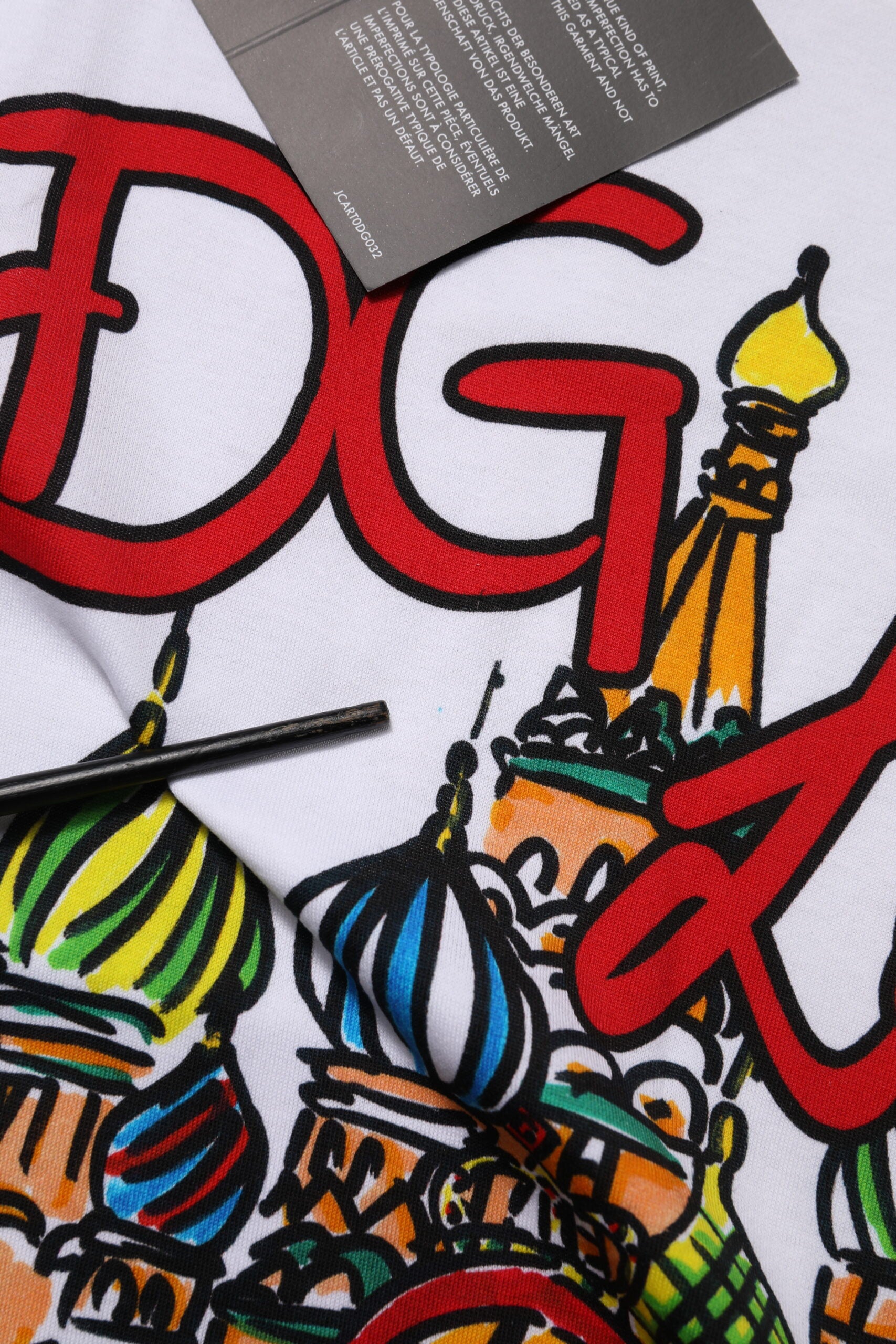 T-shirt ras du cou en coton blanc Dolce & Gabbana DG Loves Moscow