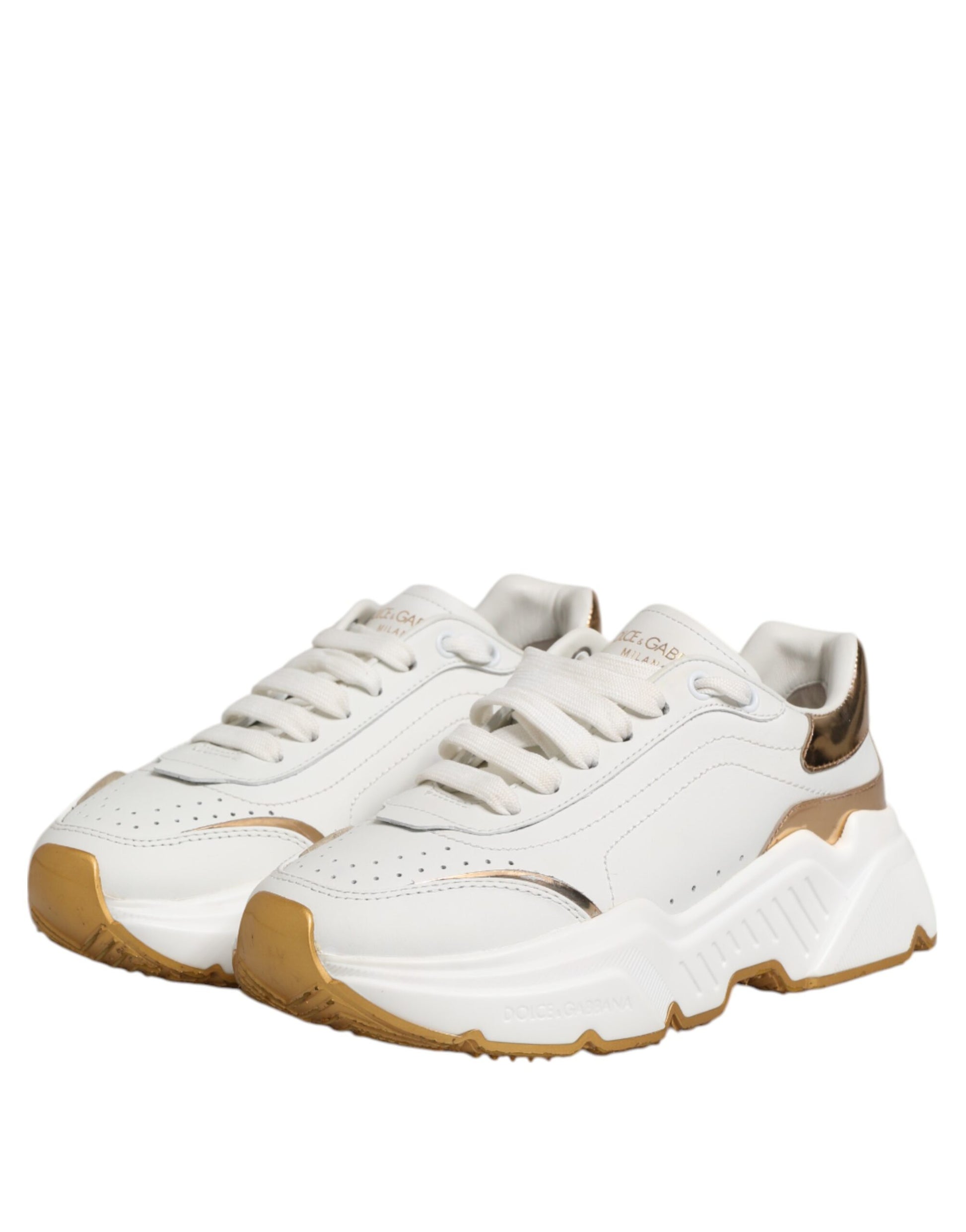 Chaussures Sneakers Dolce & Gabbana DAYMASTER en Cuir Or Blanc