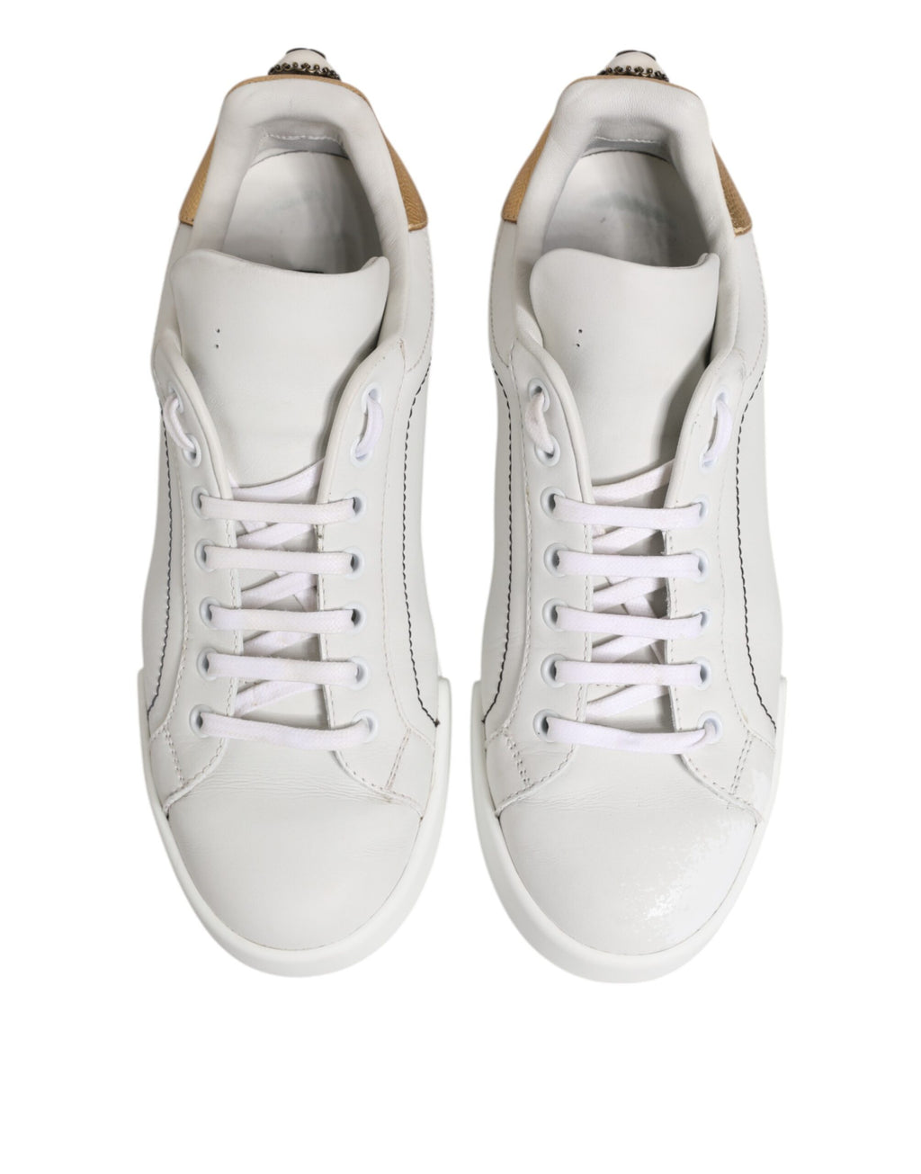 Chaussures Dolce & Gabbana en cuir or blanc basses