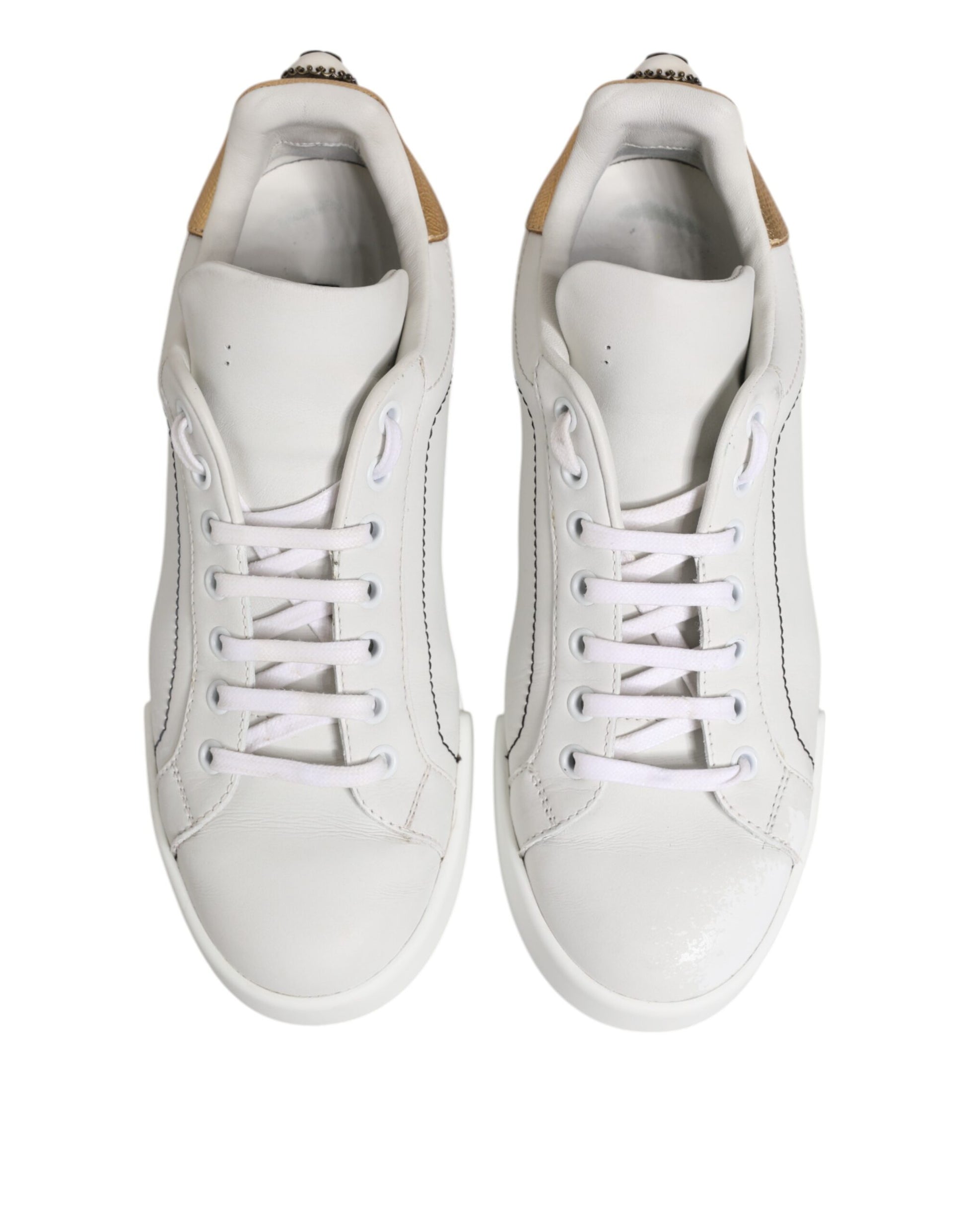 Chaussures Dolce & Gabbana en cuir or blanc basses